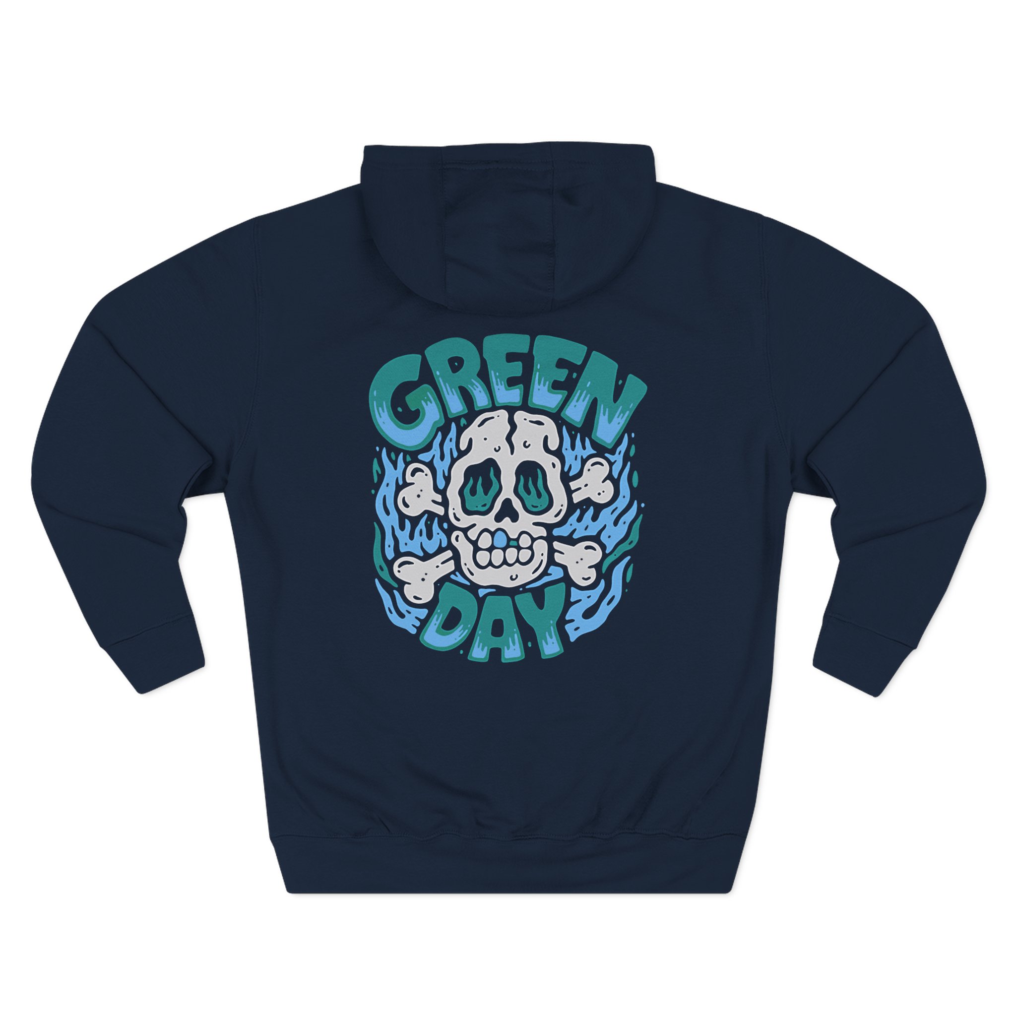 Green Day Blue Skull Three-Panel Fleece Hoodie