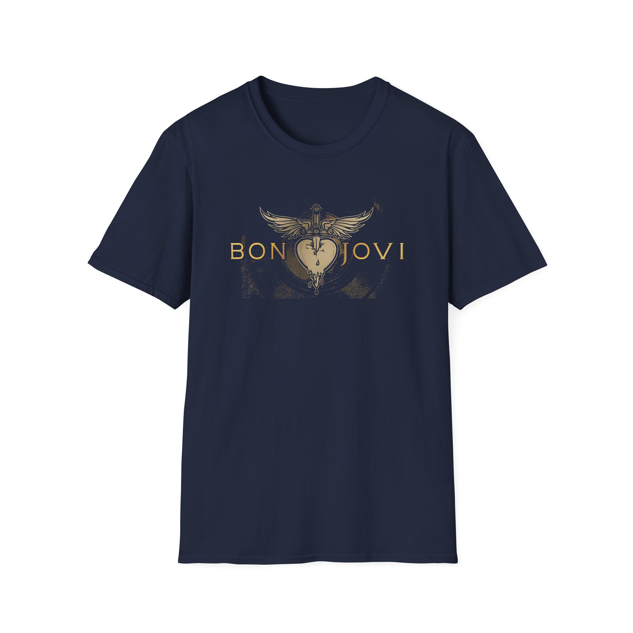 Bon Jovi Heart & Dagger Vinyl Unisex Softstyle T-Shirt
