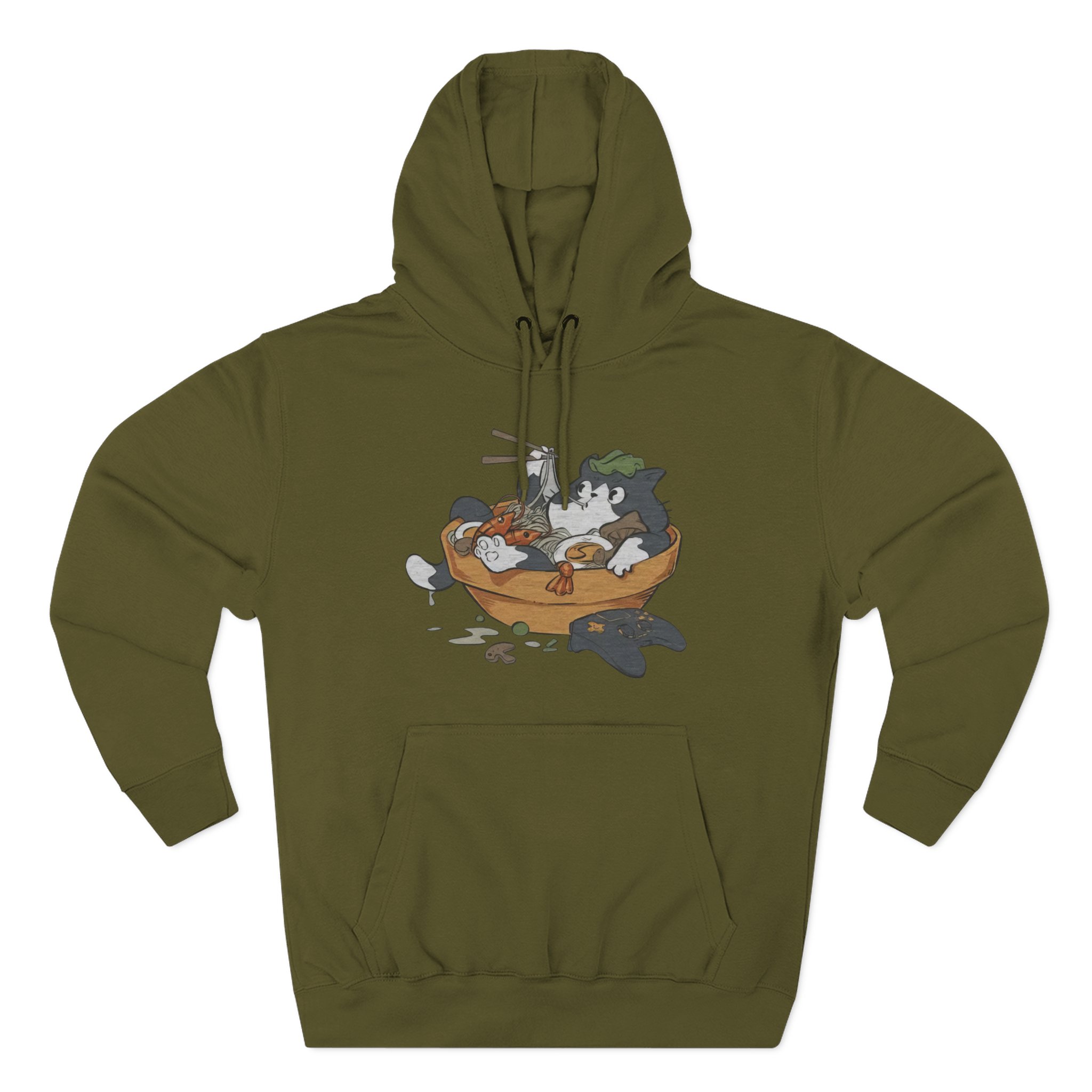 Lirik Ramen Cat Three-Panel Fleece Hoodie