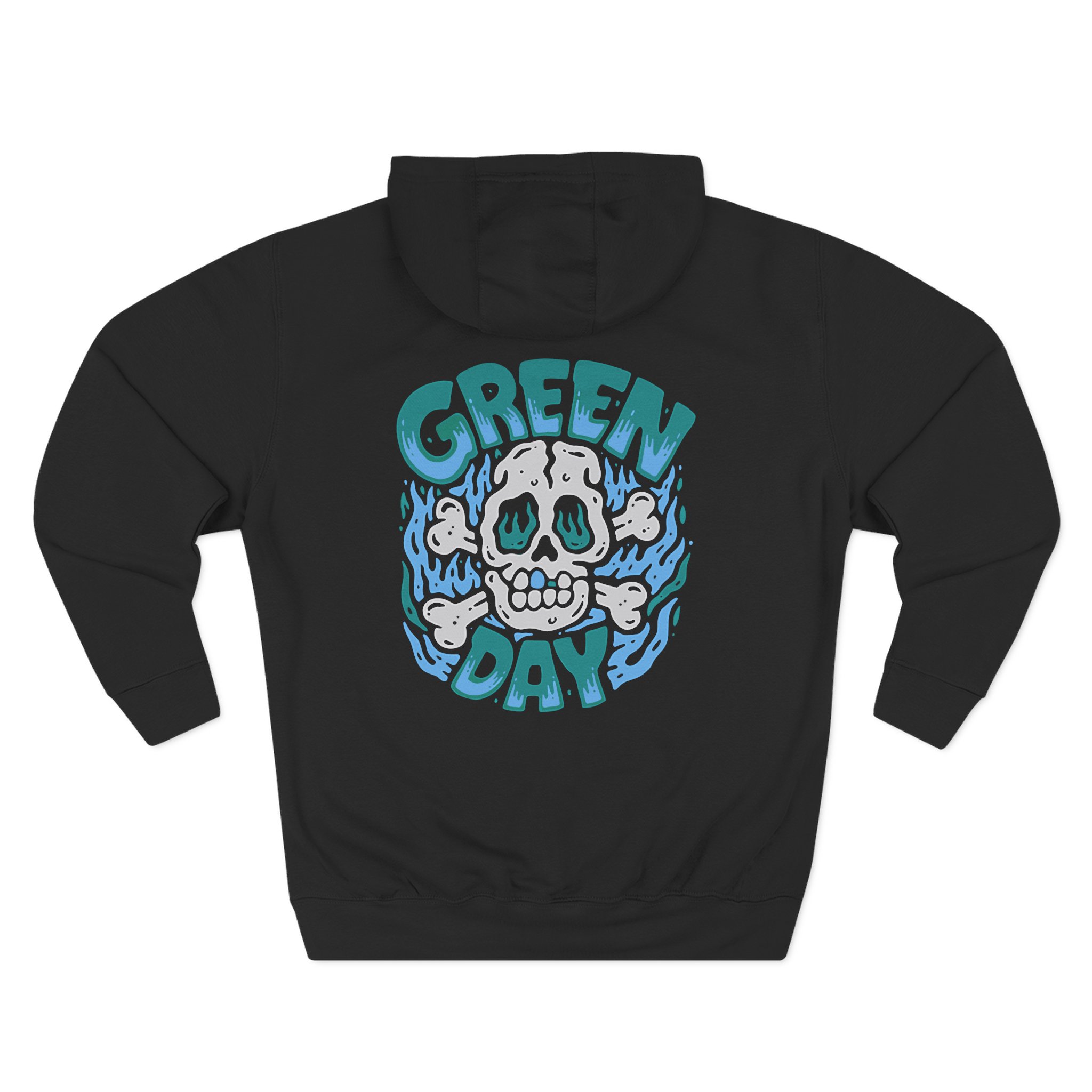 Green Day Blue Skull Three-Panel Fleece Hoodie