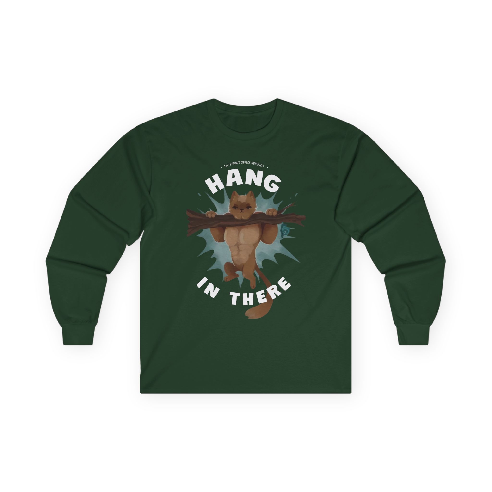 Grian Hang in There Permit Office Cat Unisex Ultra Cotton Long Sleeve Tee