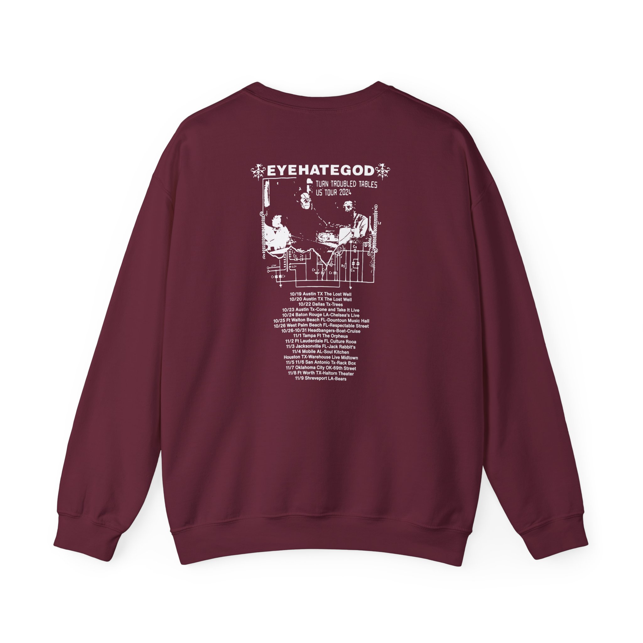 Eyehategod Turn Troubled Tables Us Tour Unisex Heavy Blendâ„¢ Crewneck Sweatshirt