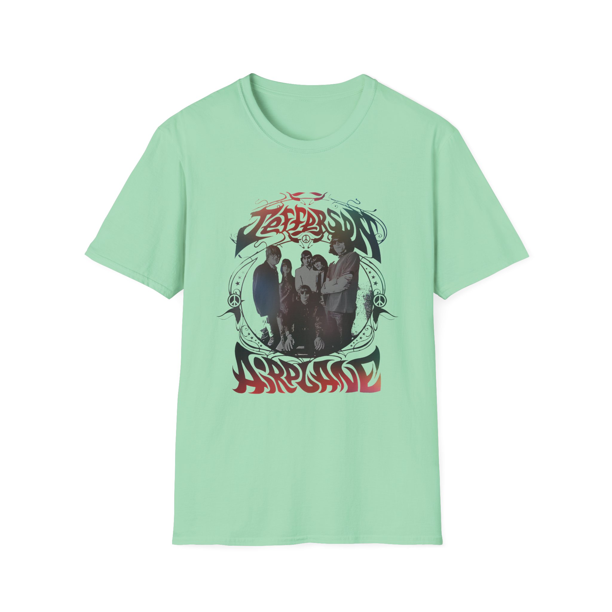 Jefferson Airplane Rainbow Band Photo Unisex Softstyle T-Shirt