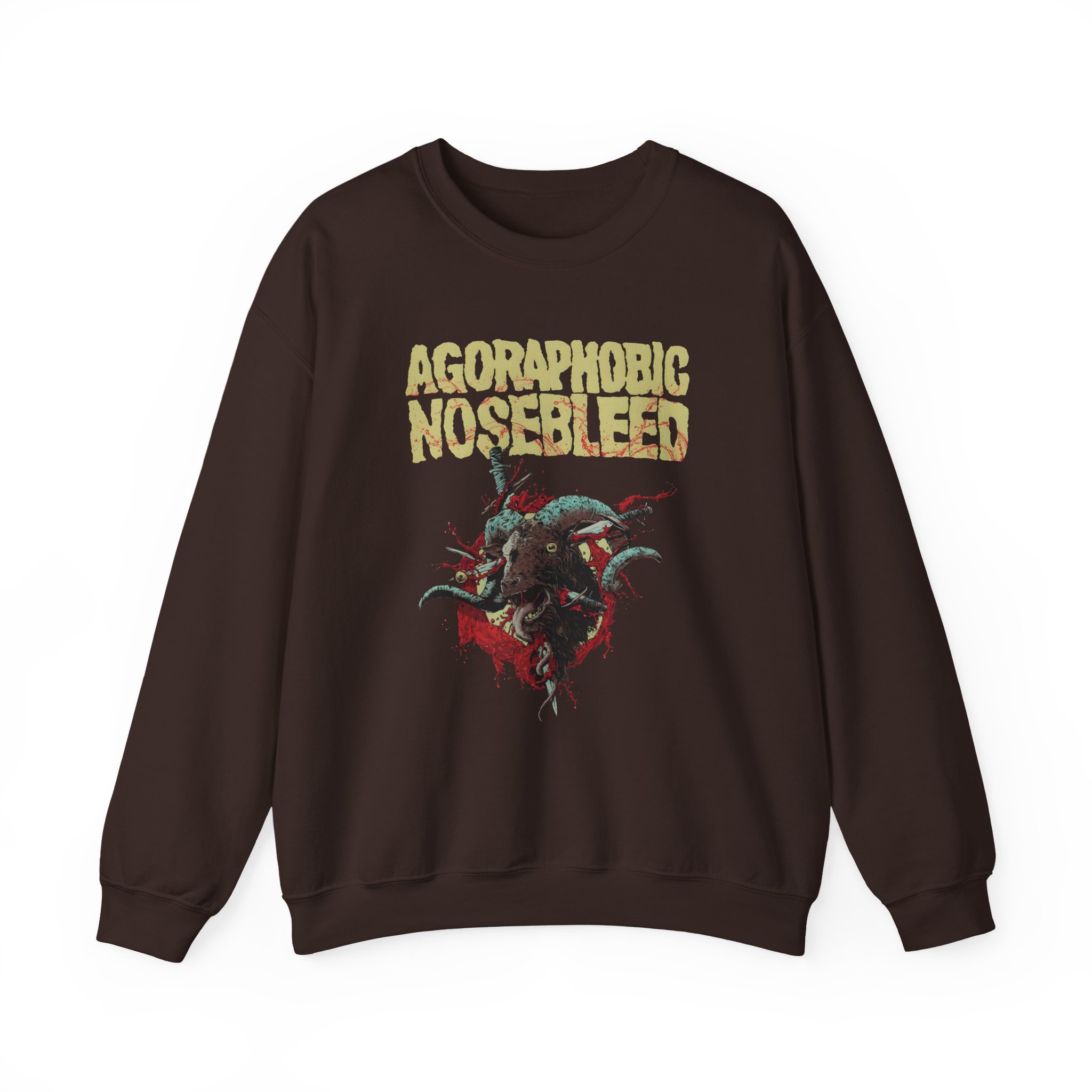Agoraphobic Nosebleed Goat Head Unisex Heavy Blendâ„¢ Crewneck Sweatshirt