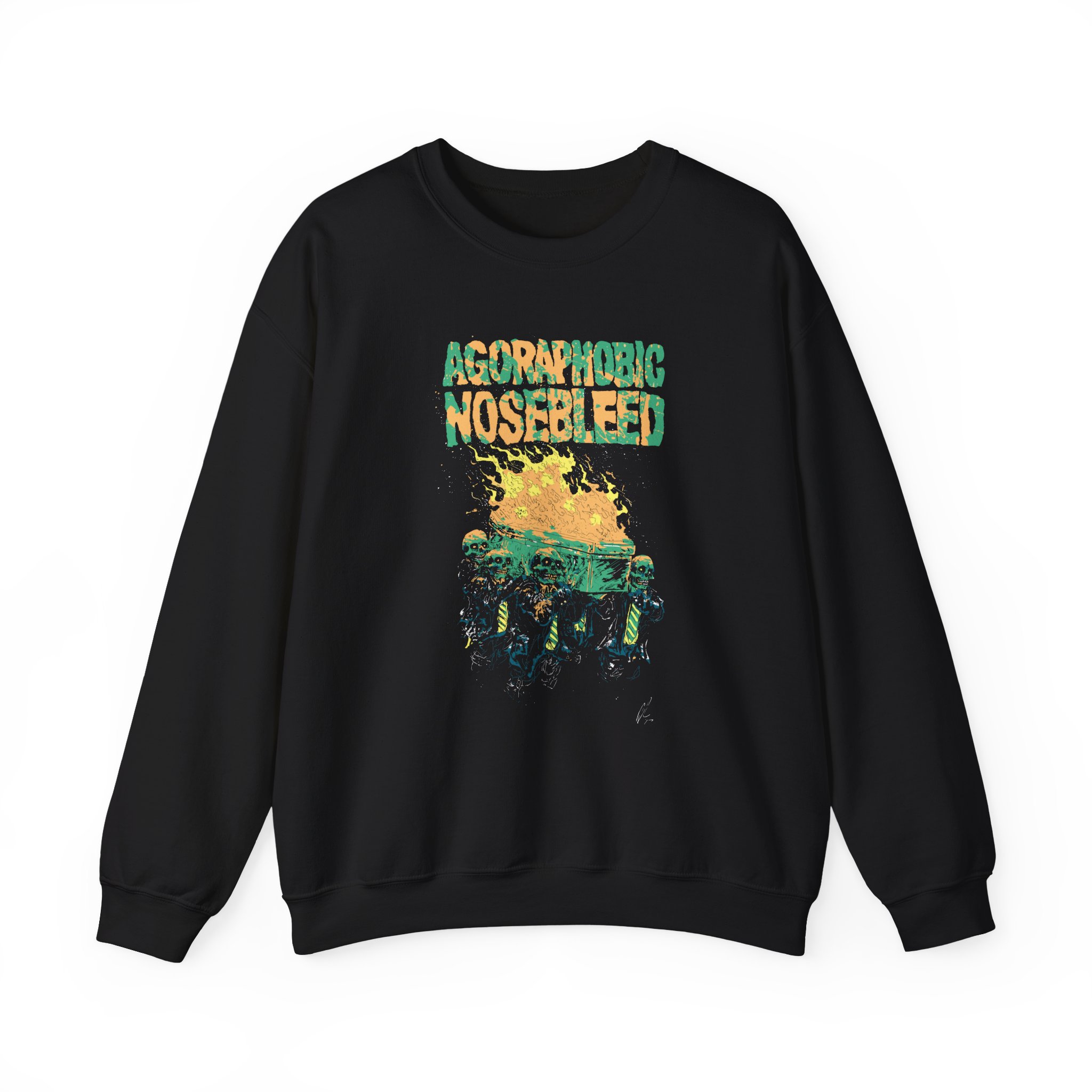 Agoraphobic Nosebleed Burning Coffin Unisex Heavy Blendâ„¢ Crewneck Sweatshirt