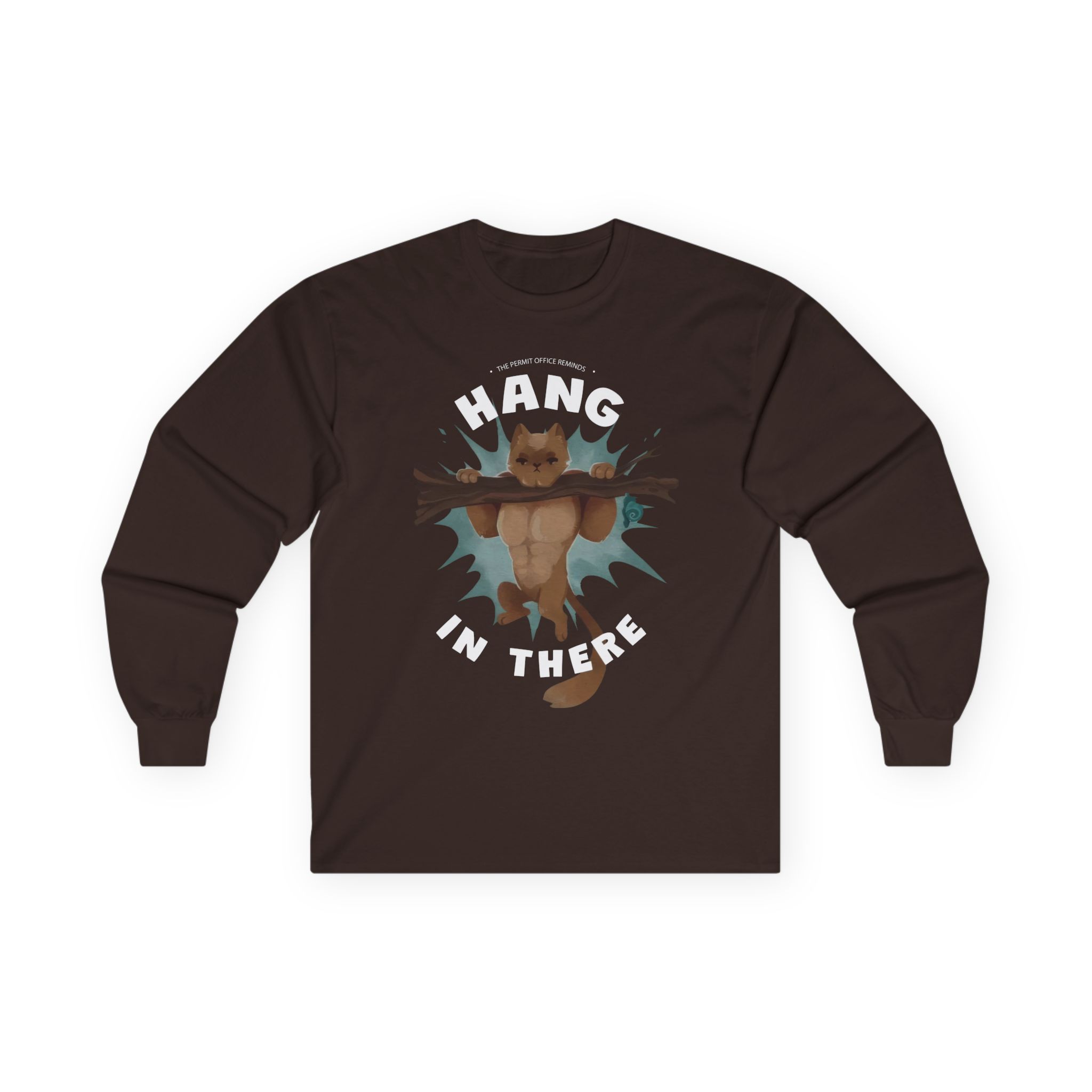 Grian Hang in There Permit Office Cat Unisex Ultra Cotton Long Sleeve Tee