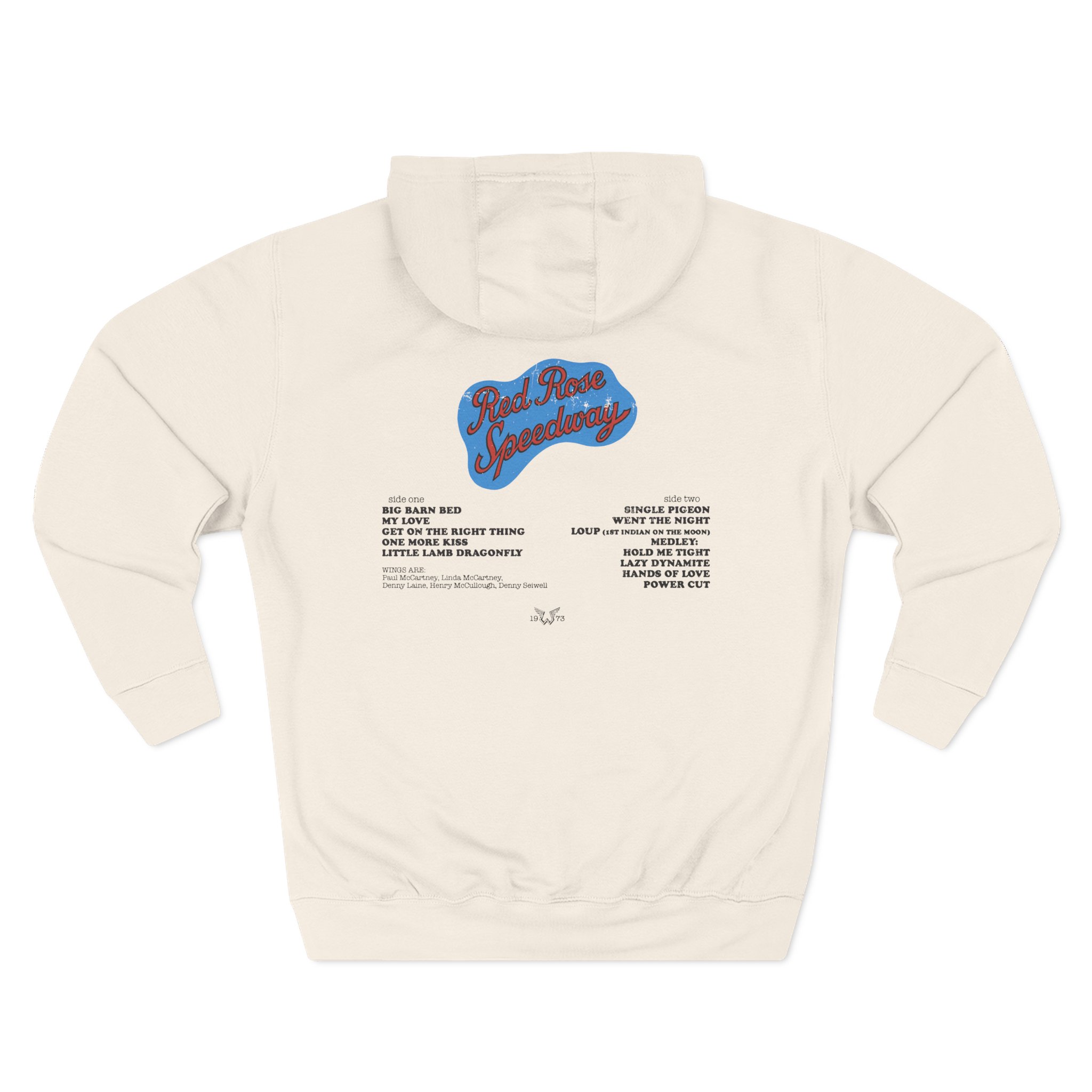 Wings Red Rose Three-Panel Fleece Hoodie