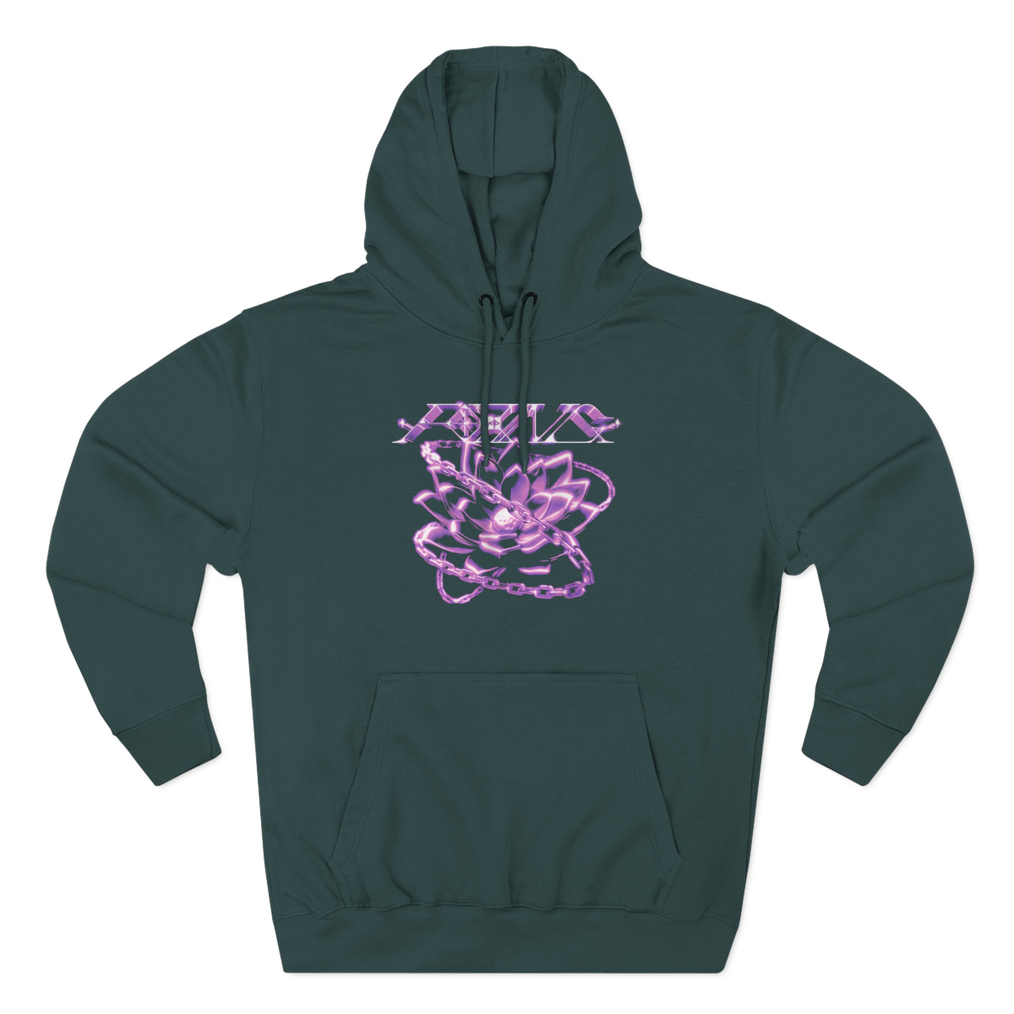 Foxing Chained Three-Panel Fleece Hoodie