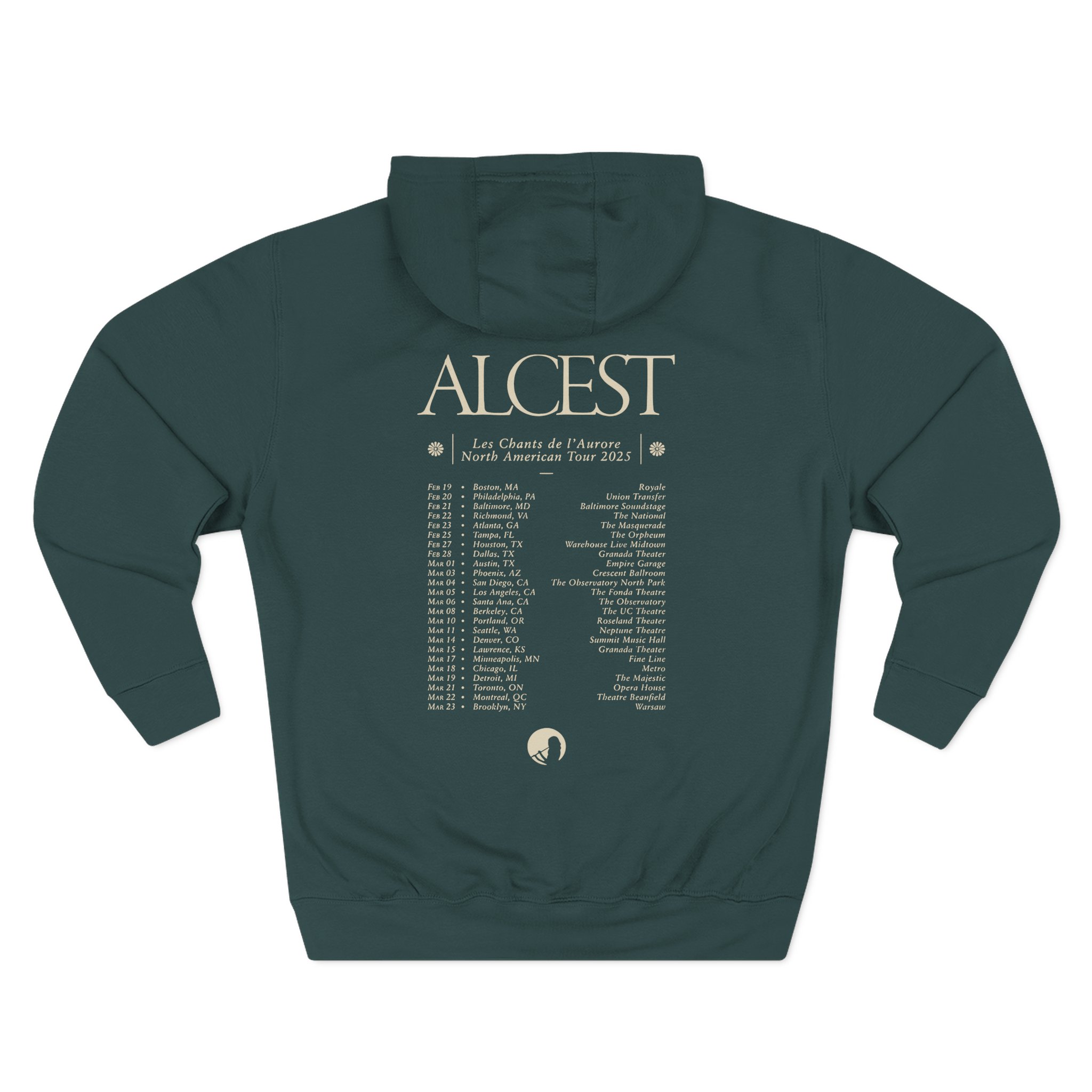 Alcest Les Chants De L'aurore North American Tour 2025 Three-Panel Fleece Hoodie