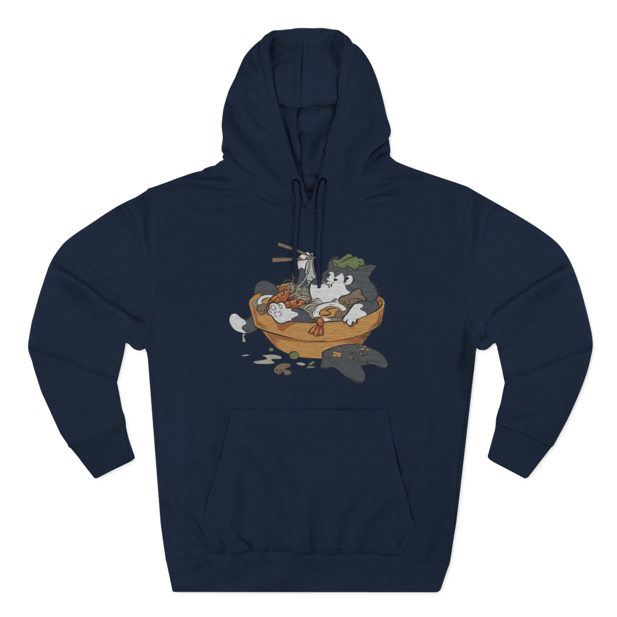 Lirik Ramen Cat Three-Panel Fleece Hoodie