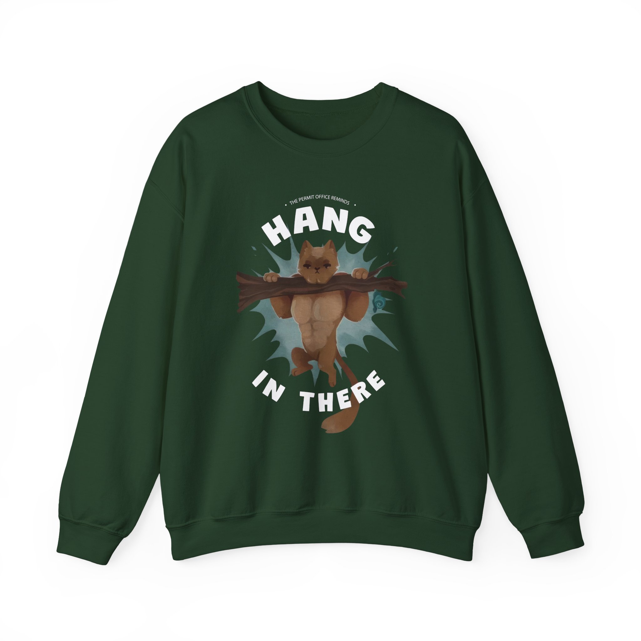 Grian Hang in There Permit Office Cat Unisex Heavy Blendâ„¢ Crewneck Sweatshirt