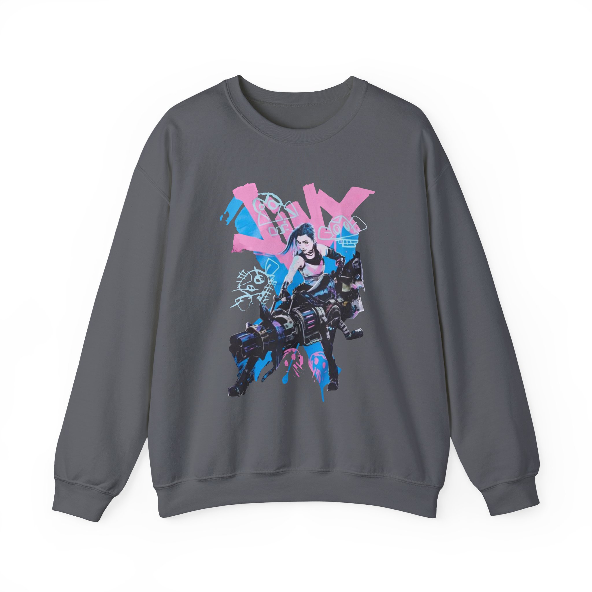 Jinx Arcane Graffiti Jumbo Unisex Heavy Blendâ„¢ Crewneck Sweatshirt