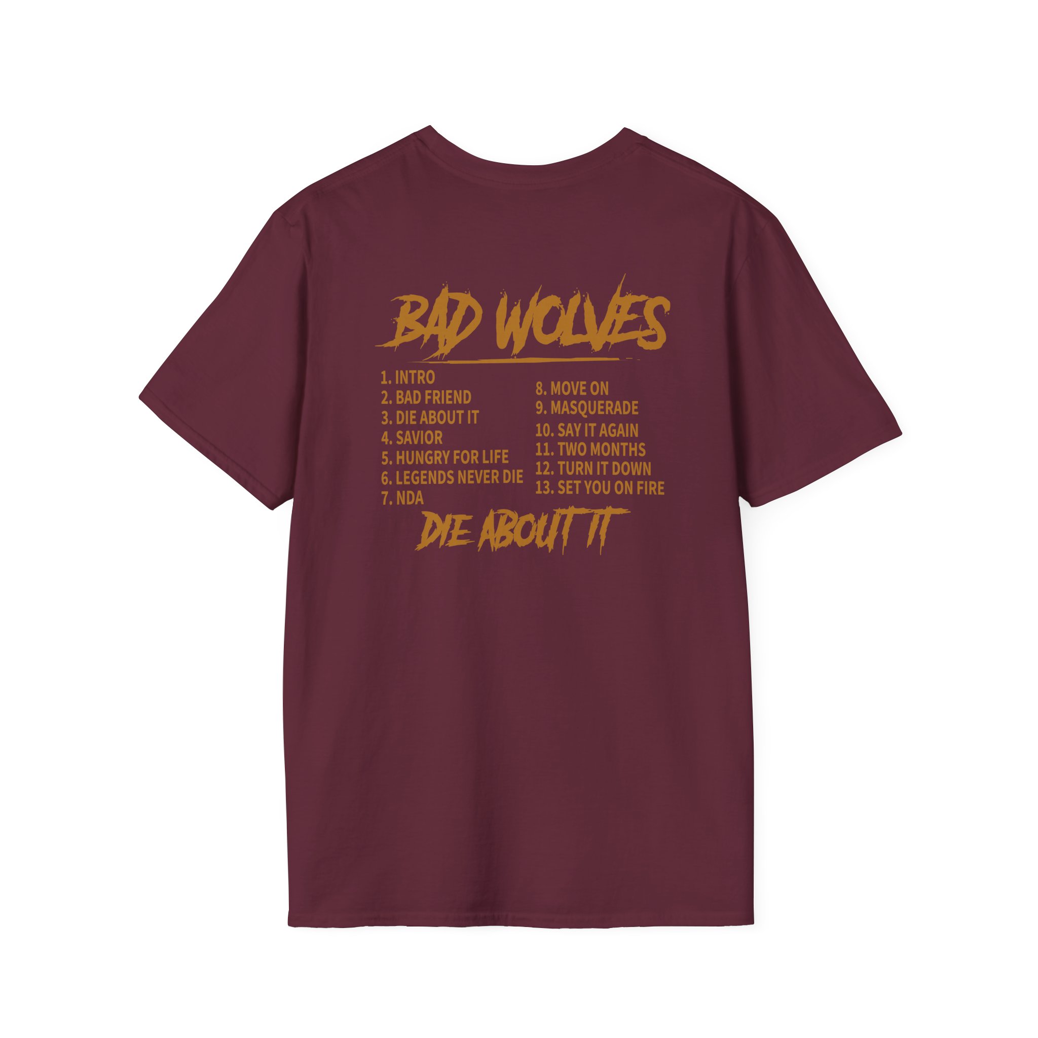 Bad Wolves Die About It Tracklist Unisex Softstyle T-Shirt