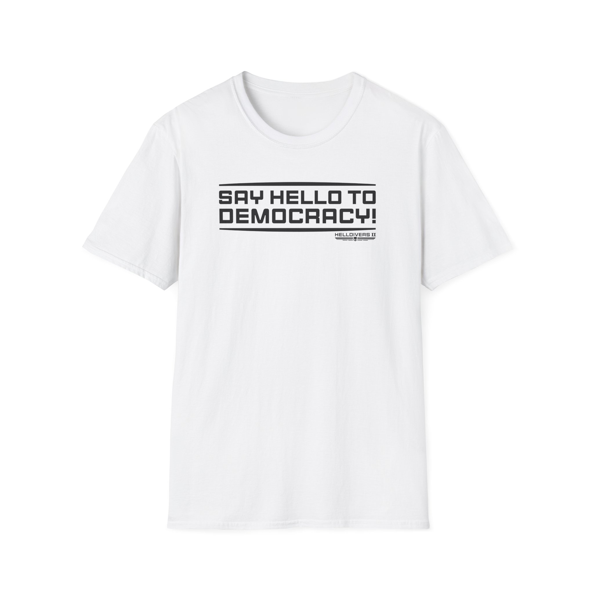 Helldivers Hello to Democracy Unisex Softstyle T-Shirt