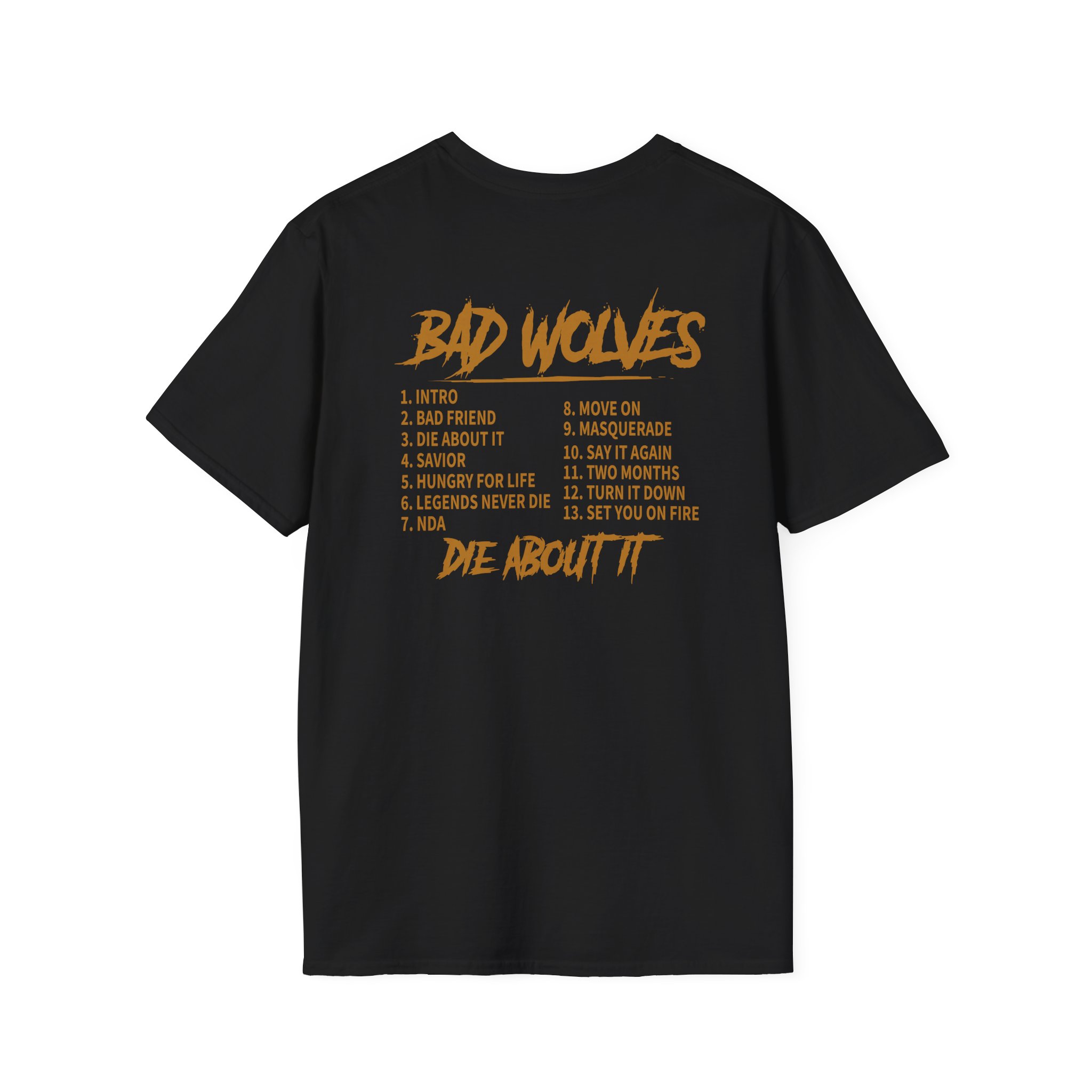 Bad Wolves Die About It Tracklist Unisex Softstyle T-Shirt