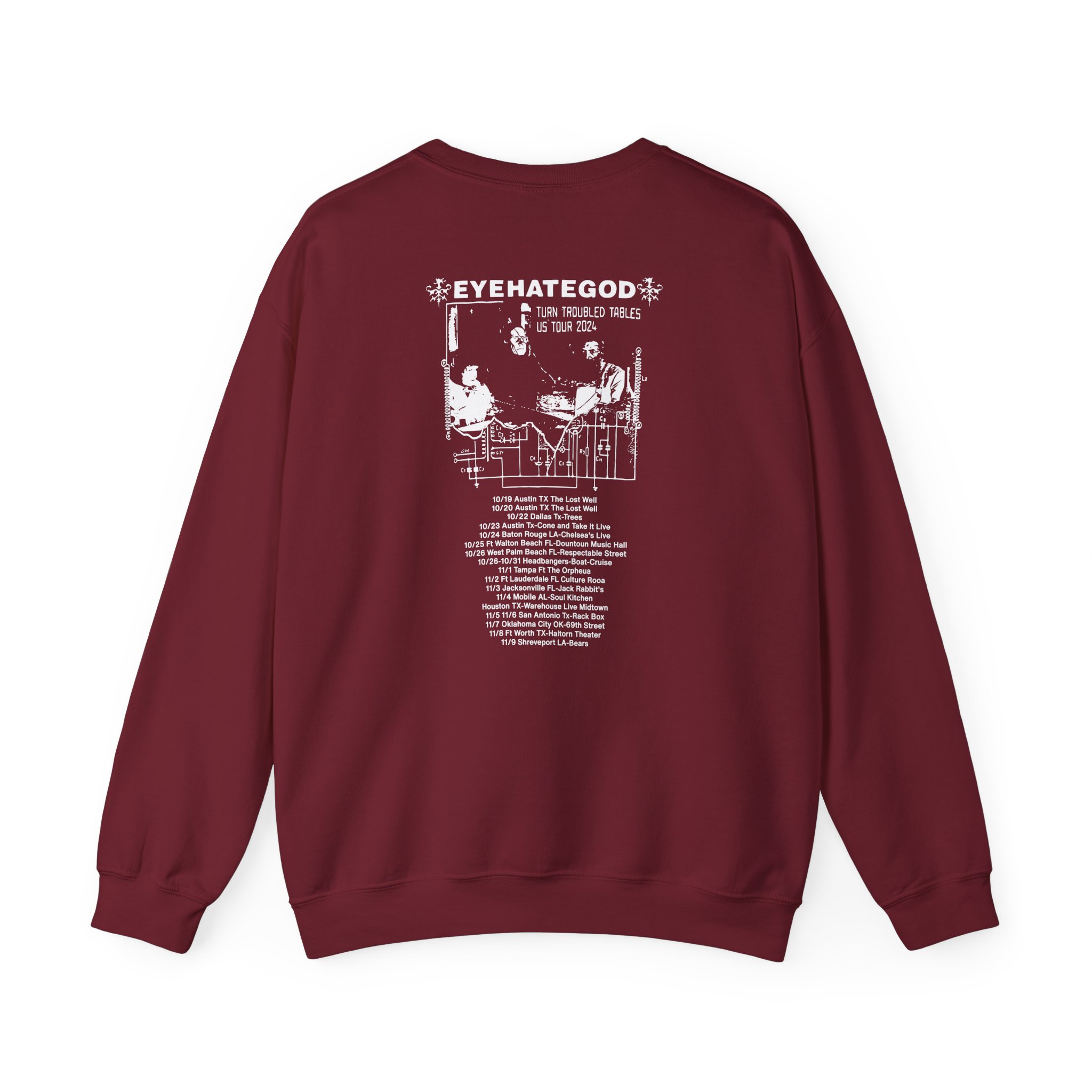 Eyehategod Turn Troubled Tables Us Tour Unisex Heavy Blendâ„¢ Crewneck Sweatshirt