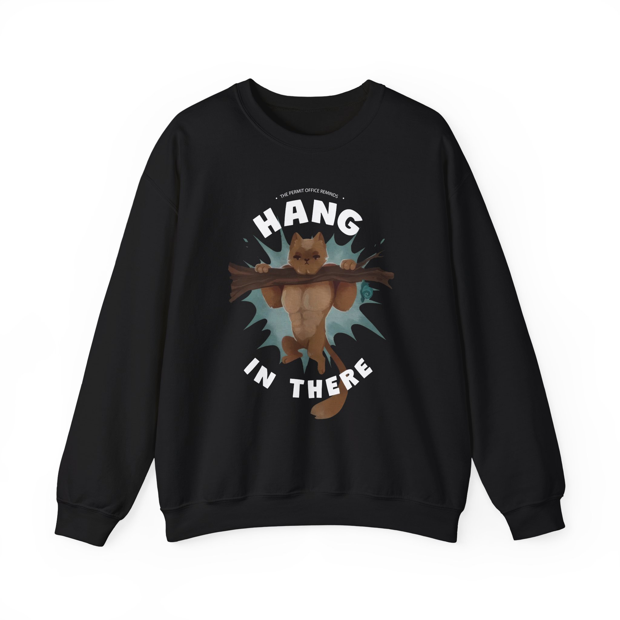 Grian Hang in There Permit Office Cat Unisex Heavy Blendâ„¢ Crewneck Sweatshirt