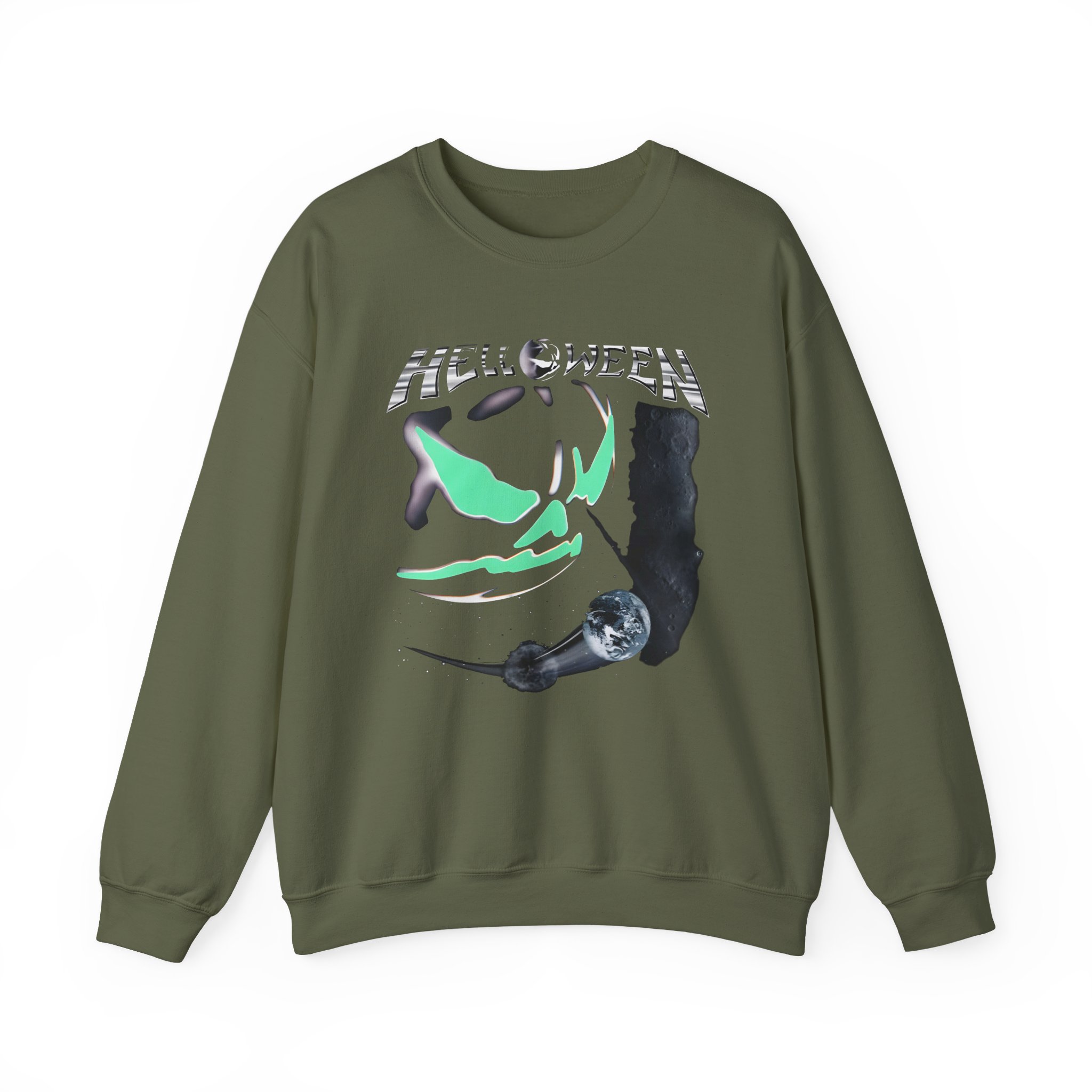 Helloween the Dark Ride Glow in the Dark Unisex Heavy Blendâ„¢ Crewneck Sweatshirt