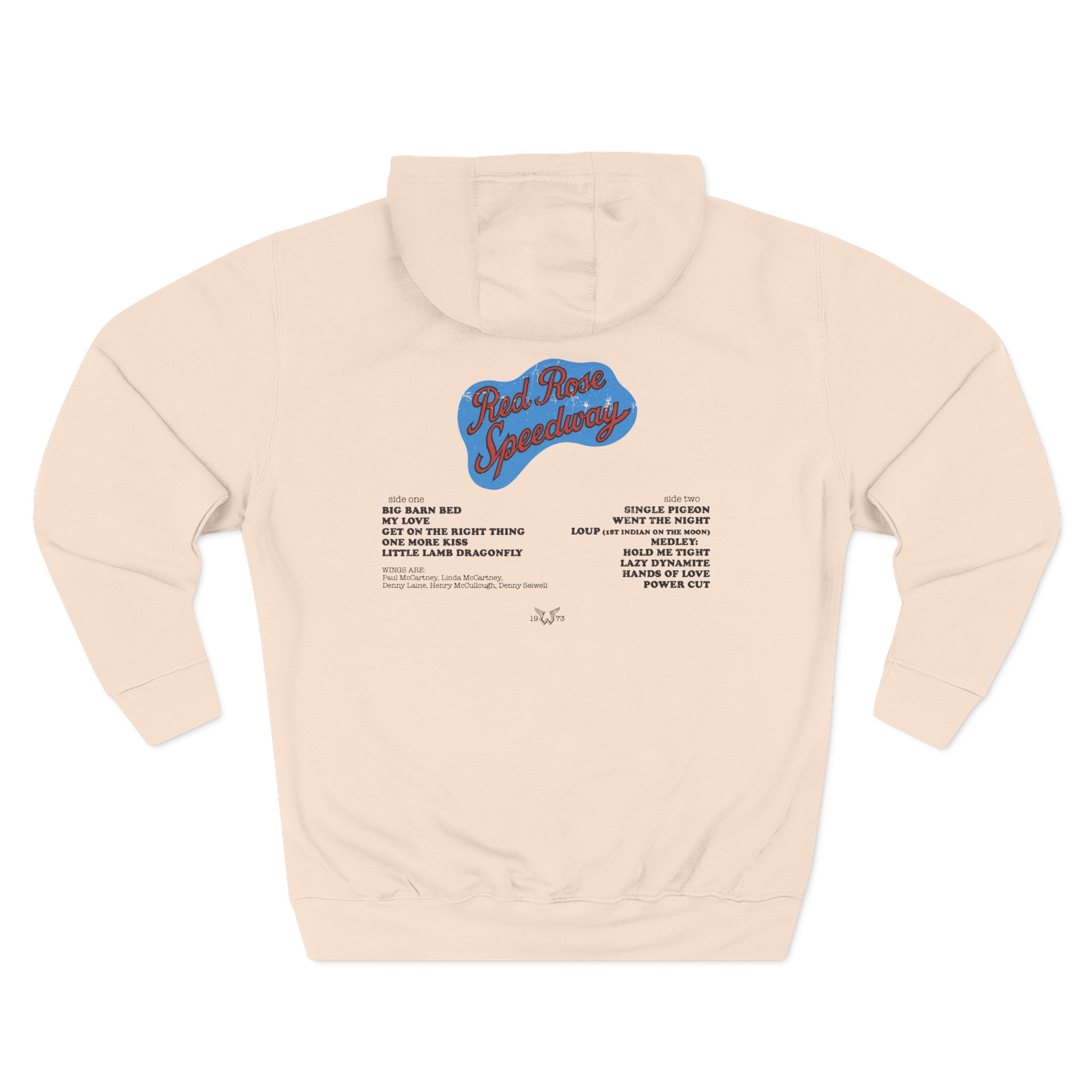 Wings Red Rose Three-Panel Fleece Hoodie