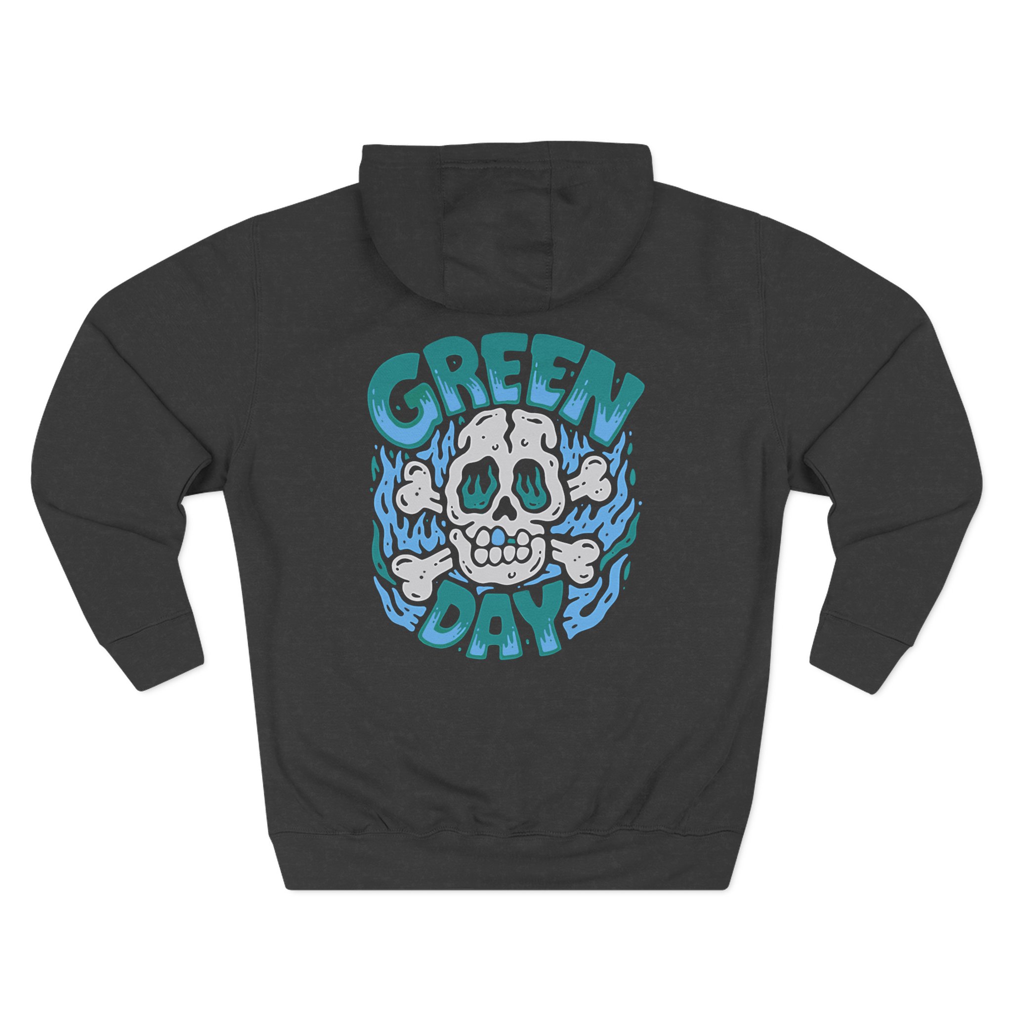 Green Day Blue Skull Three-Panel Fleece Hoodie