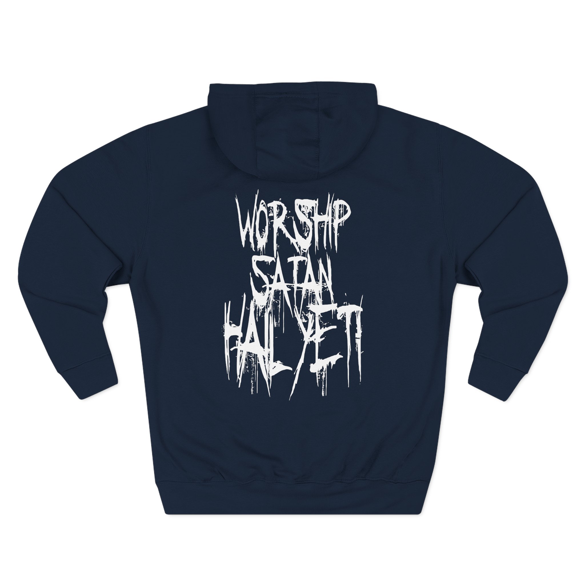 All Hail the Yeti Worship Satan Three-Panel Fleece Hoodie
