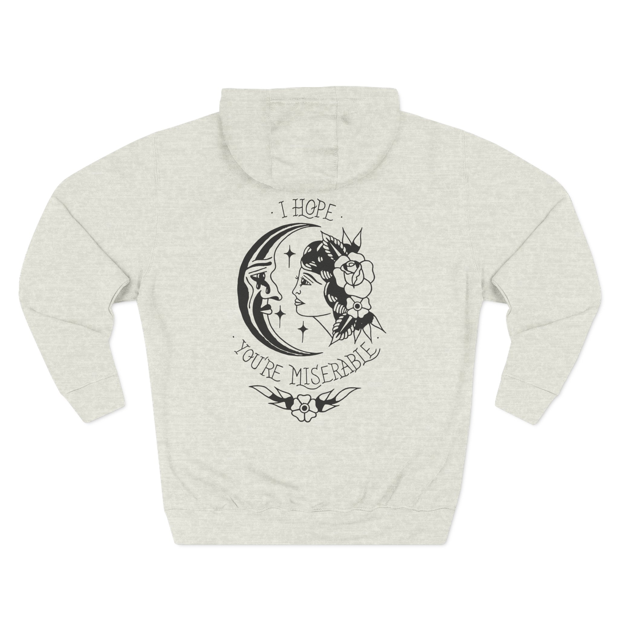 Moose Blood Traditional Tattoo Desig Three-Panel Fleece Hoodie