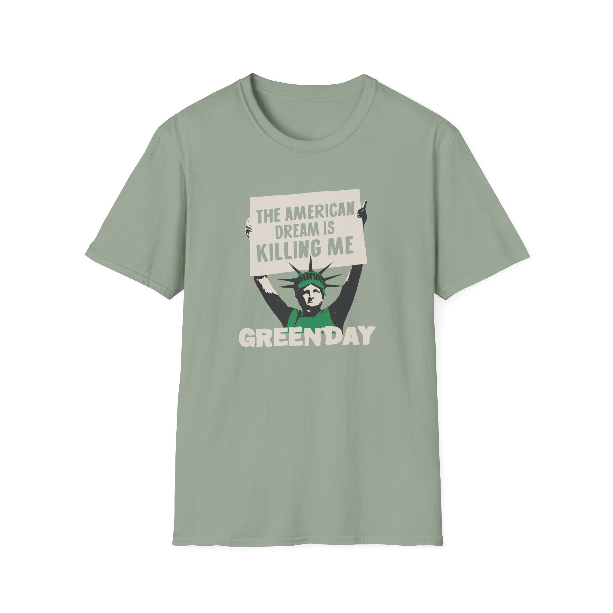 Green Day Lady Liberty Protest Unisex Softstyle T-Shirt