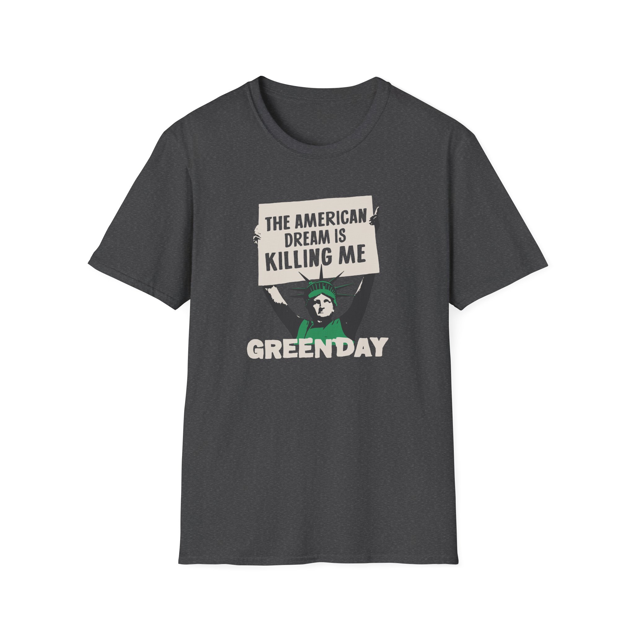 Green Day Lady Liberty Protest Unisex Softstyle T-Shirt