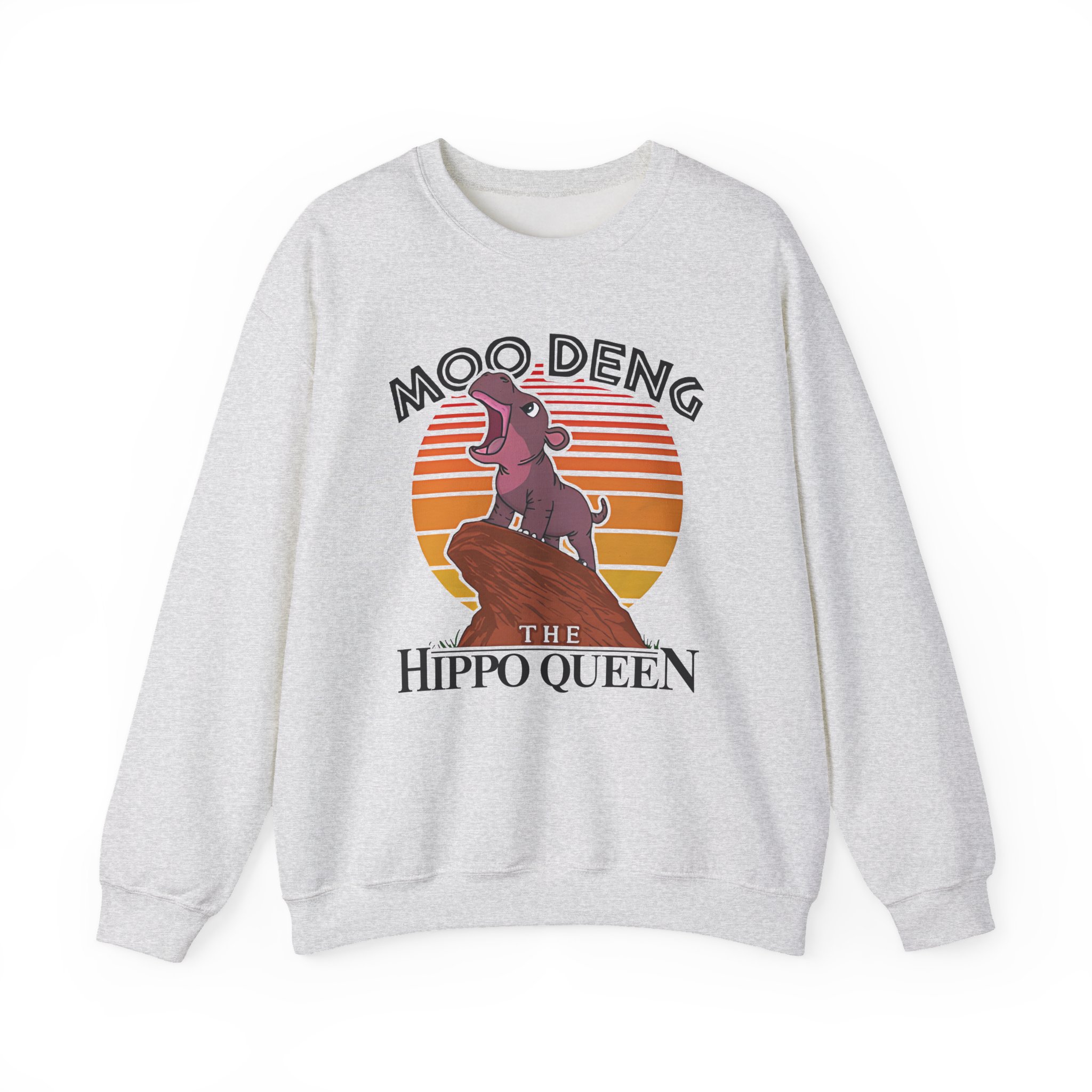 Moo Deng the Hippo Queen Unisex Heavy Blendâ„¢ Crewneck Sweatshirt
