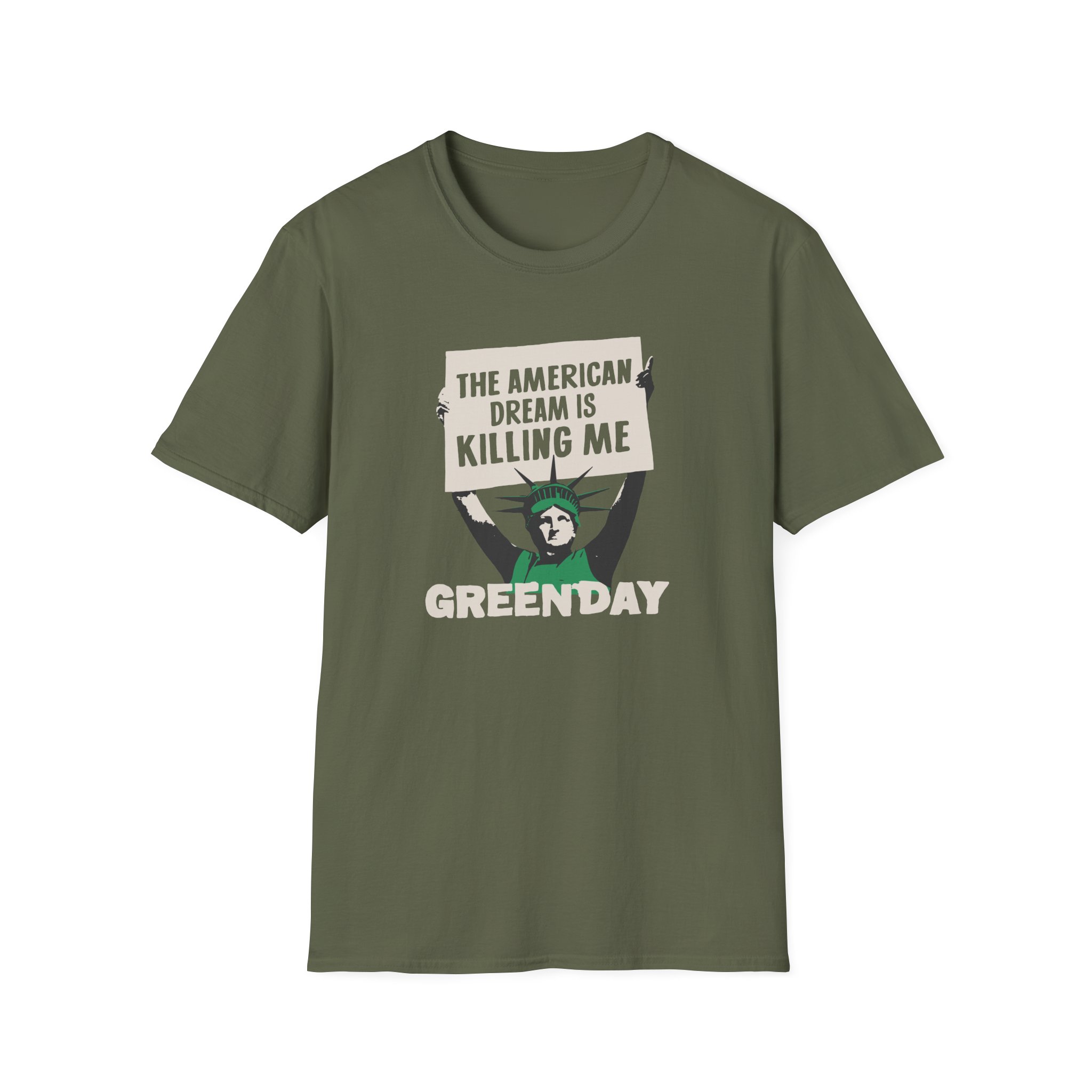 Green Day Lady Liberty Protest Unisex Softstyle T-Shirt