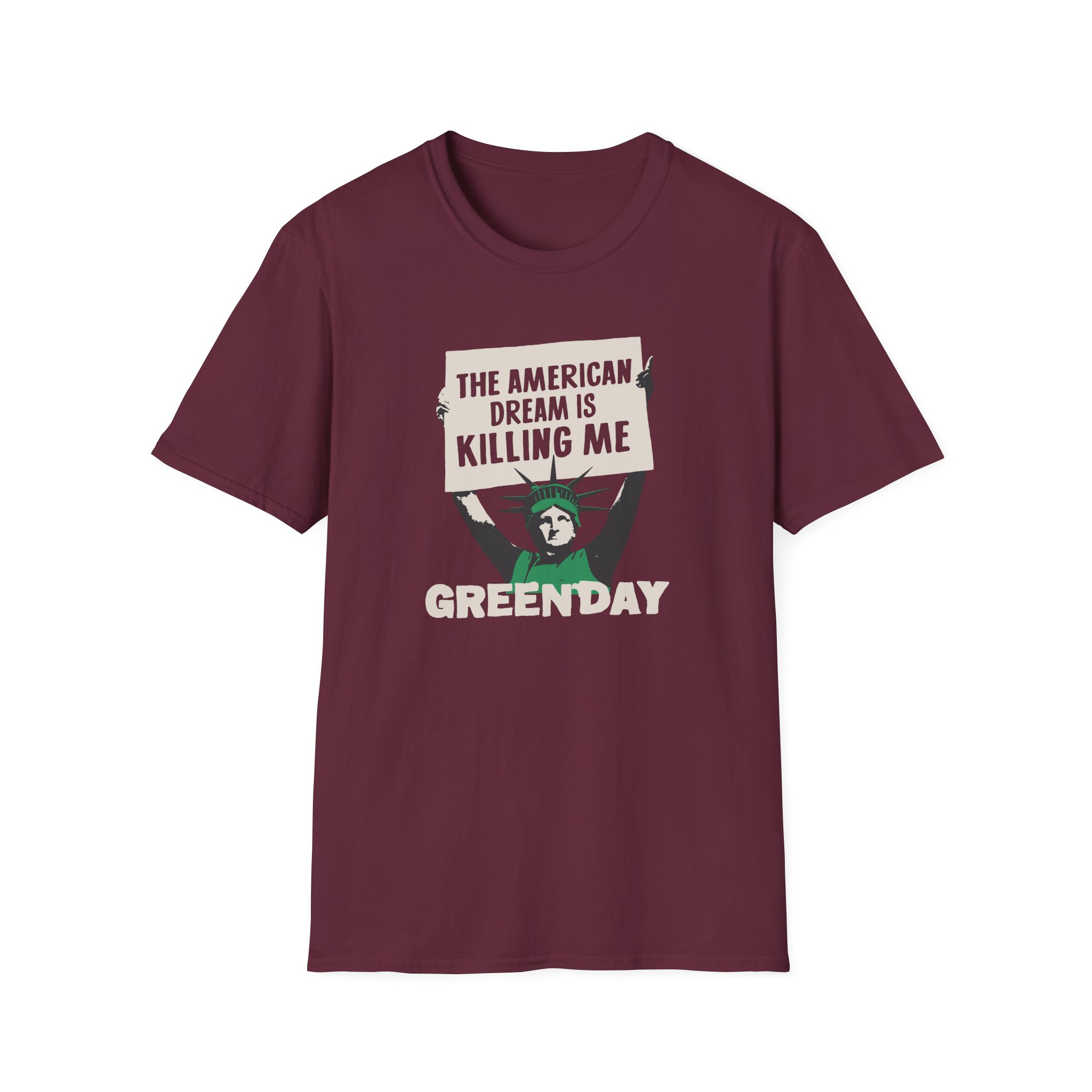 Green Day Lady Liberty Protest Unisex Softstyle T-Shirt