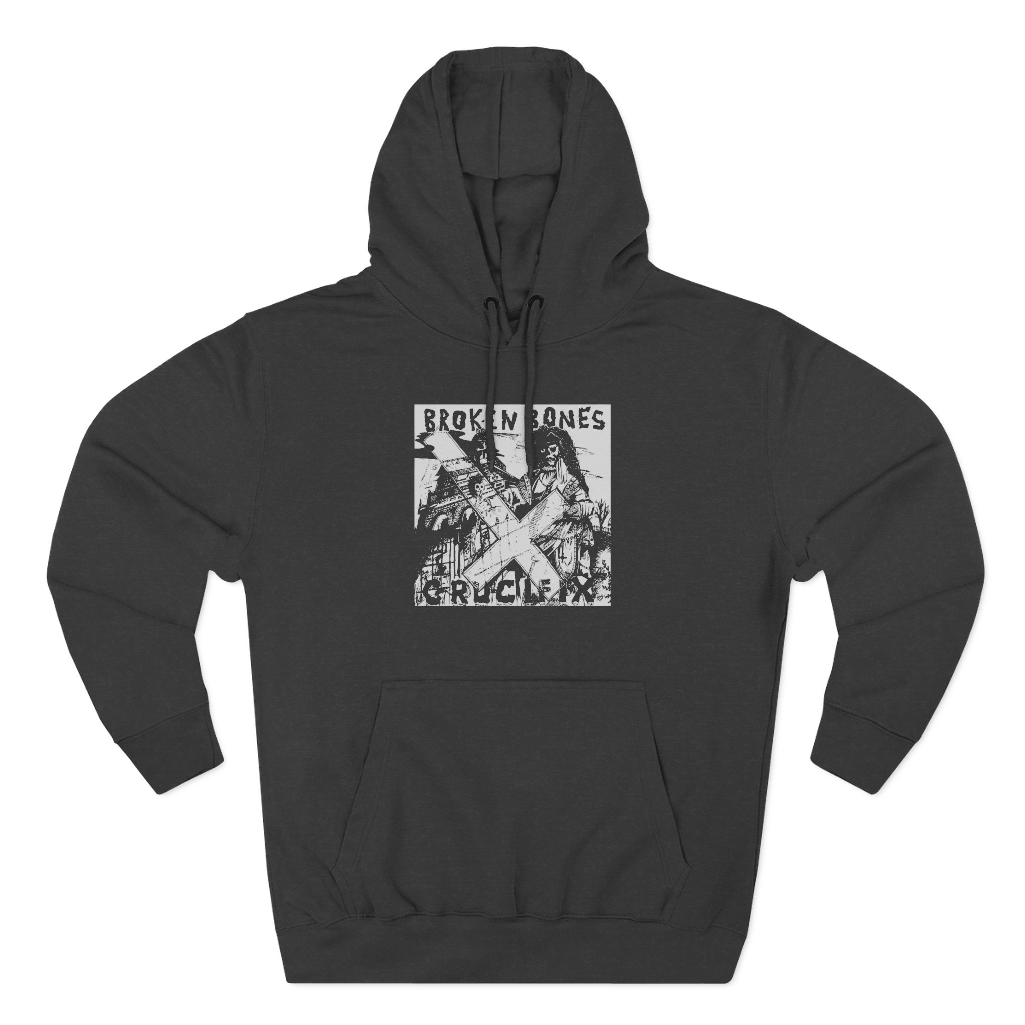 Broken Bones Crucifix Three-Panel Fleece Hoodie