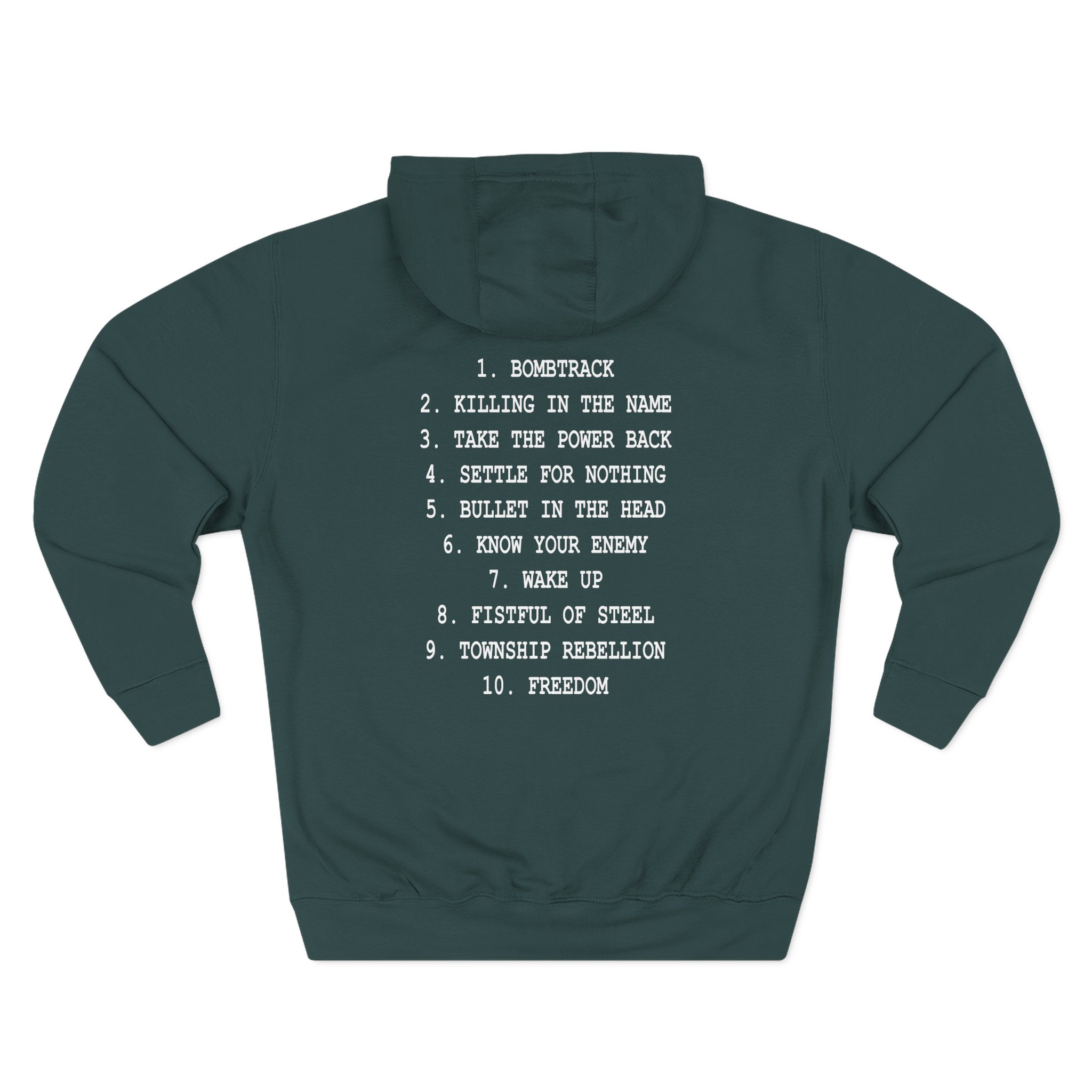 Rage Against the Machine Ratm Cover Tracklist Three-Panel Fleece Hoodie