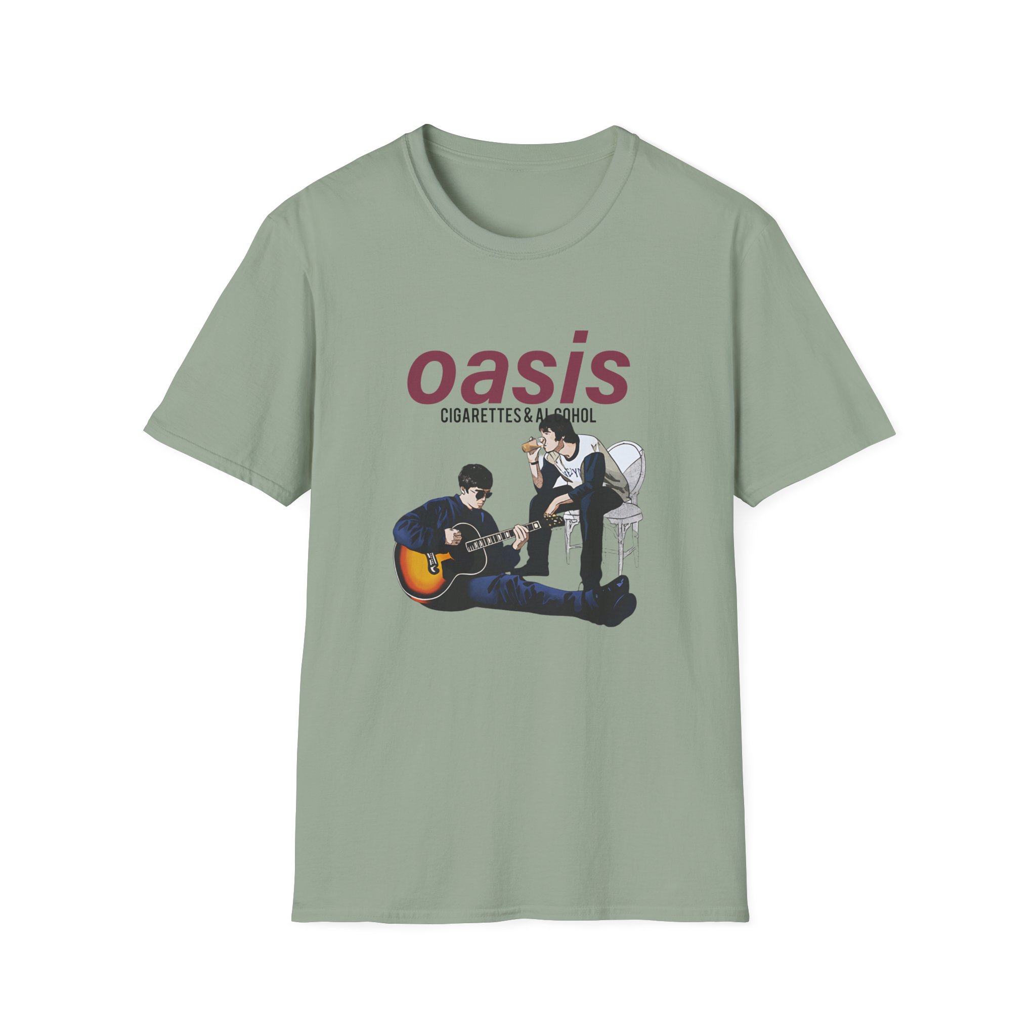 Oasis Cigarettes and Alcohol Illustration Unisex Softstyle T-Shirt