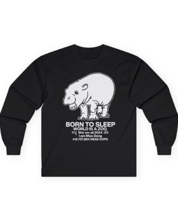 Moo Deng Born to Sleep Unisex Ultra Cotton Long Sleeve Tee