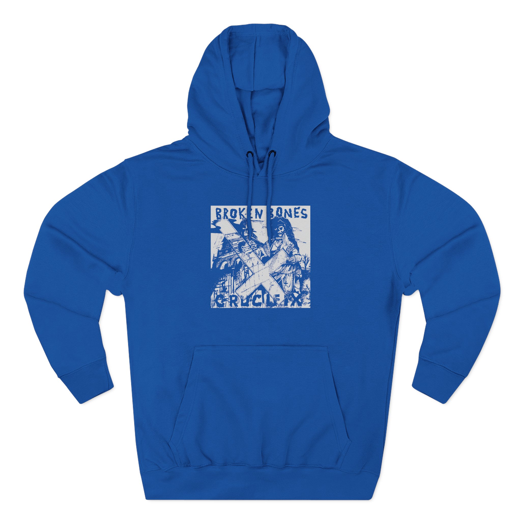 Broken Bones Crucifix Three-Panel Fleece Hoodie