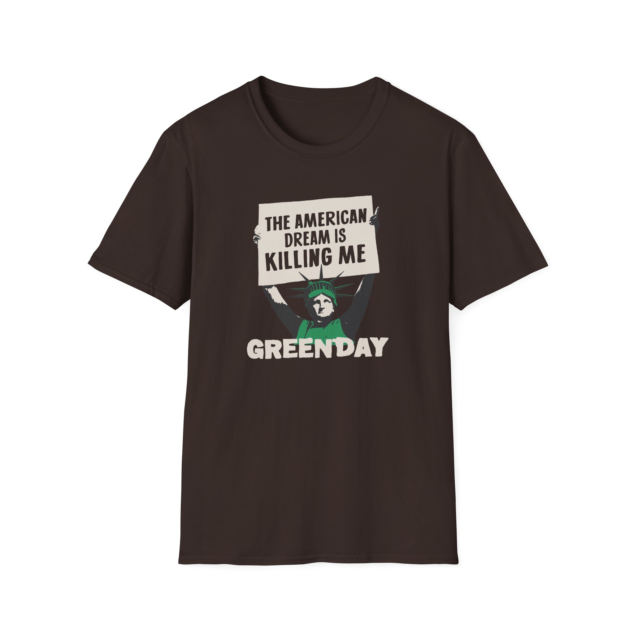 Green Day Lady Liberty Protest Unisex Softstyle T-Shirt