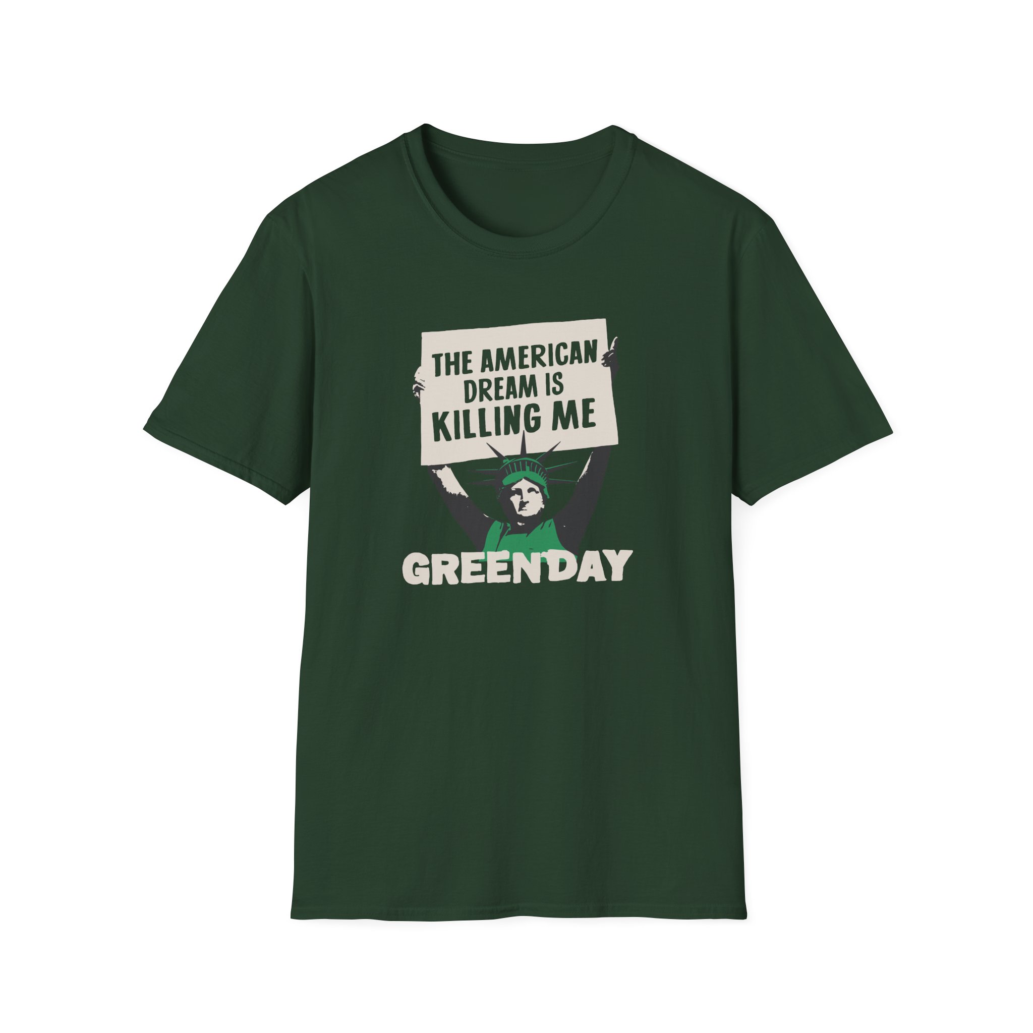 Green Day Lady Liberty Protest Unisex Softstyle T-Shirt