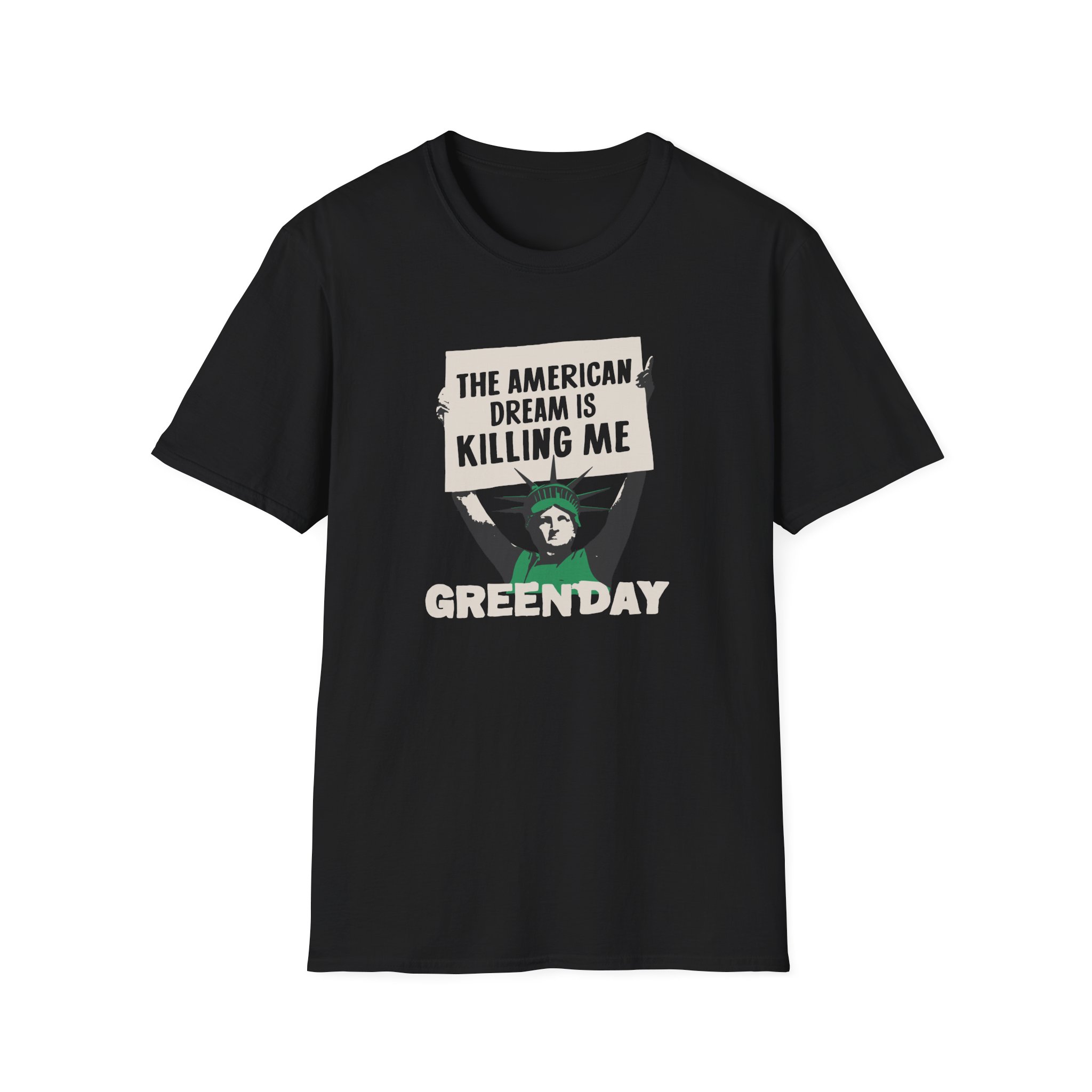 Green Day Lady Liberty Protest Unisex Softstyle T-Shirt