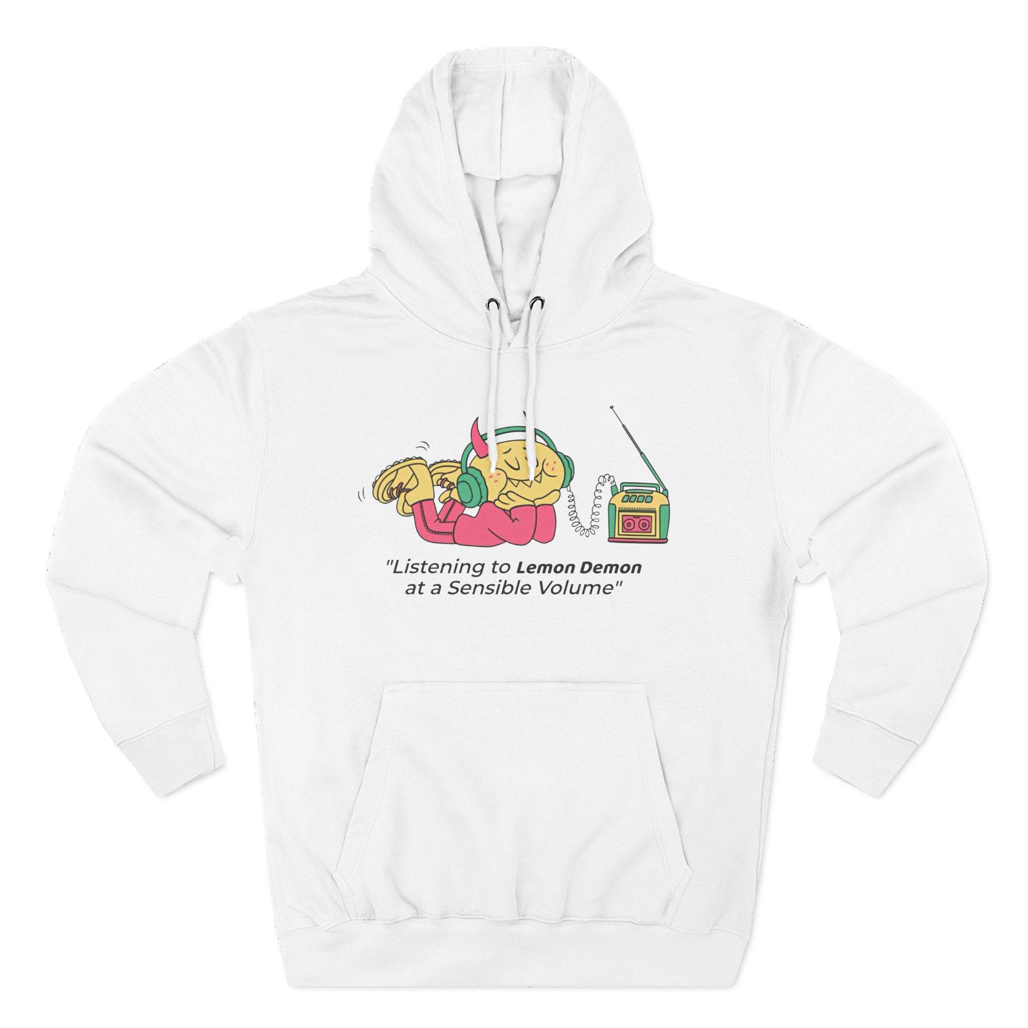 Lemon Demon Listening to at a Sensible Volume Three-Panel Fleece Hoodie