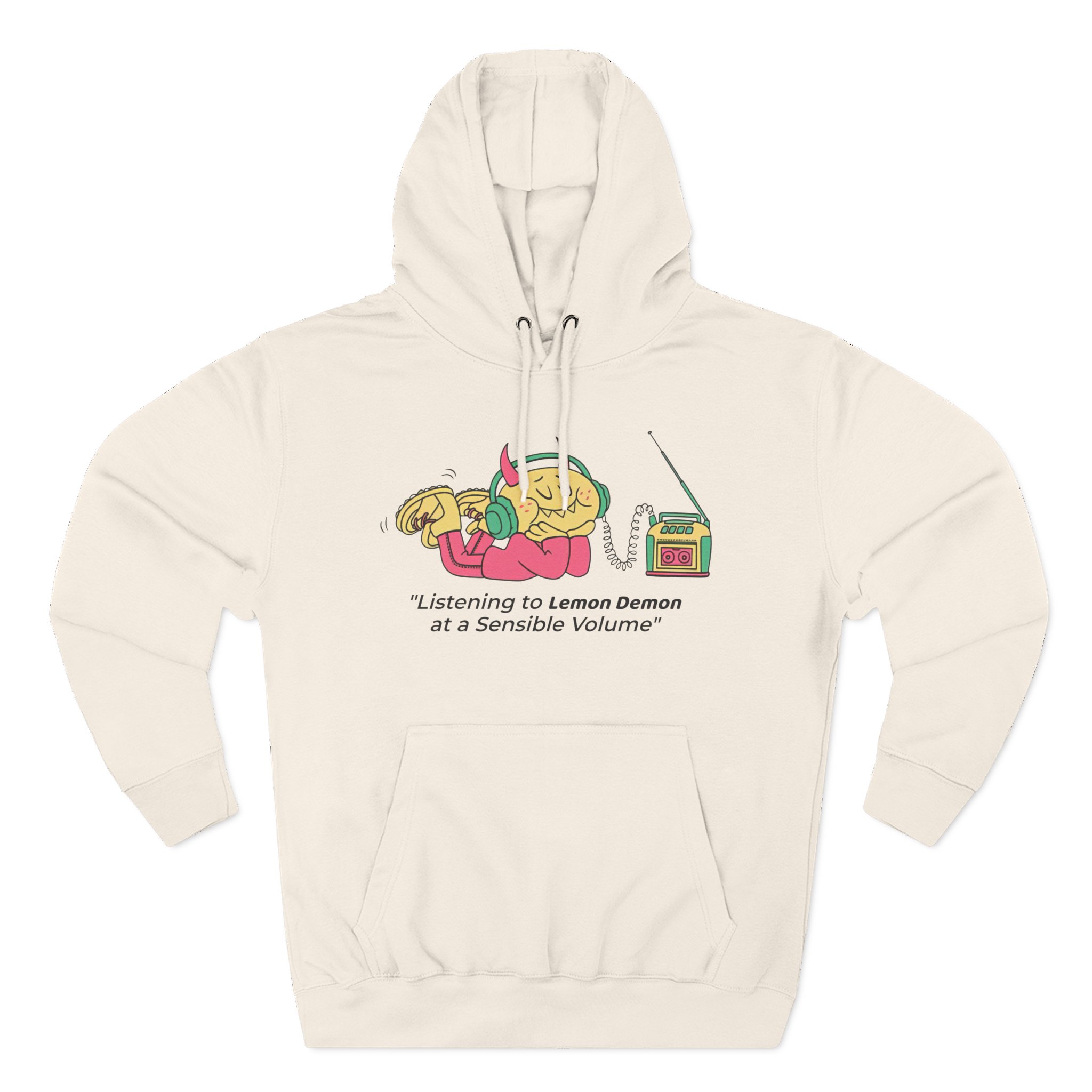 Lemon Demon Listening to at a Sensible Volume Three-Panel Fleece Hoodie