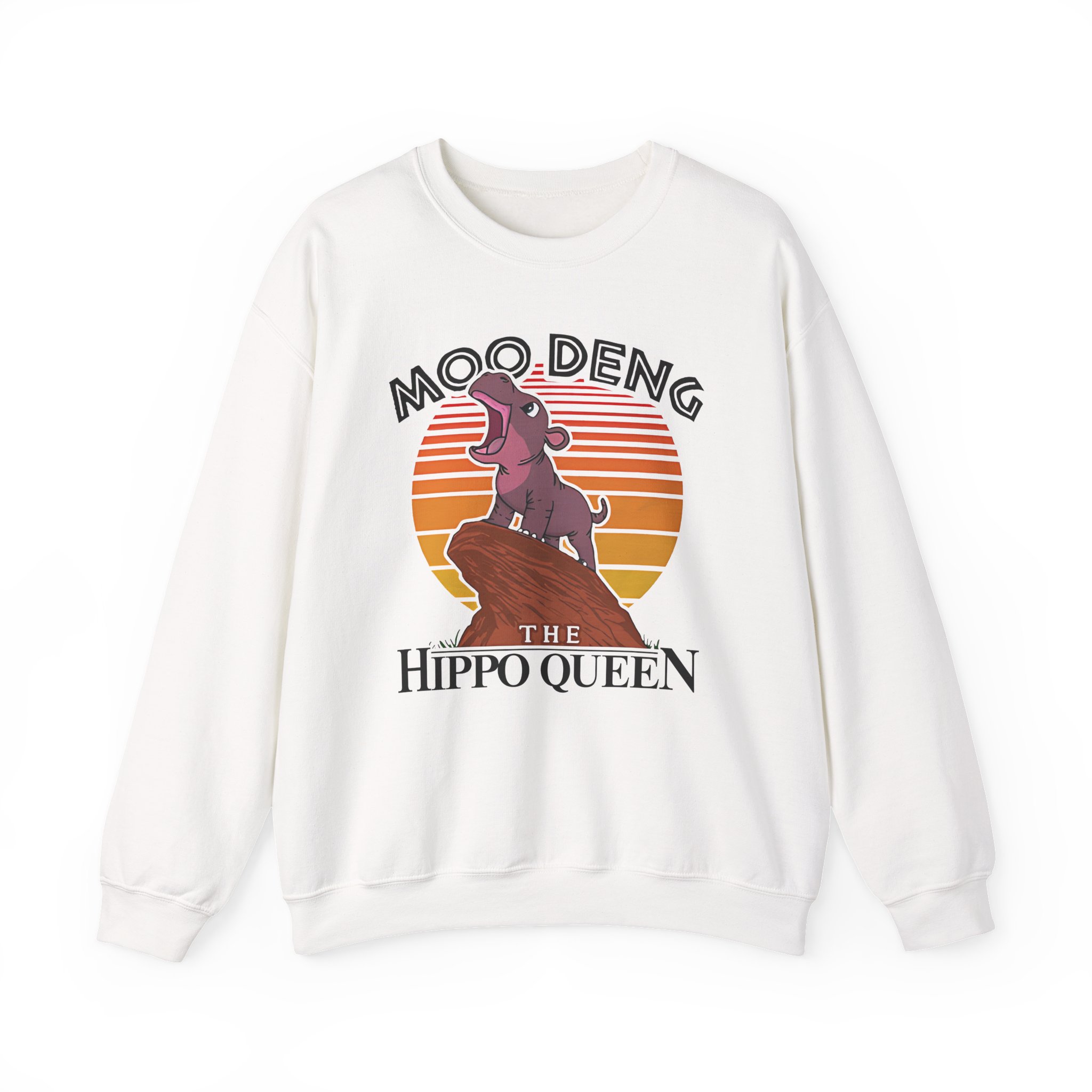 Moo Deng the Hippo Queen Unisex Heavy Blendâ„¢ Crewneck Sweatshirt