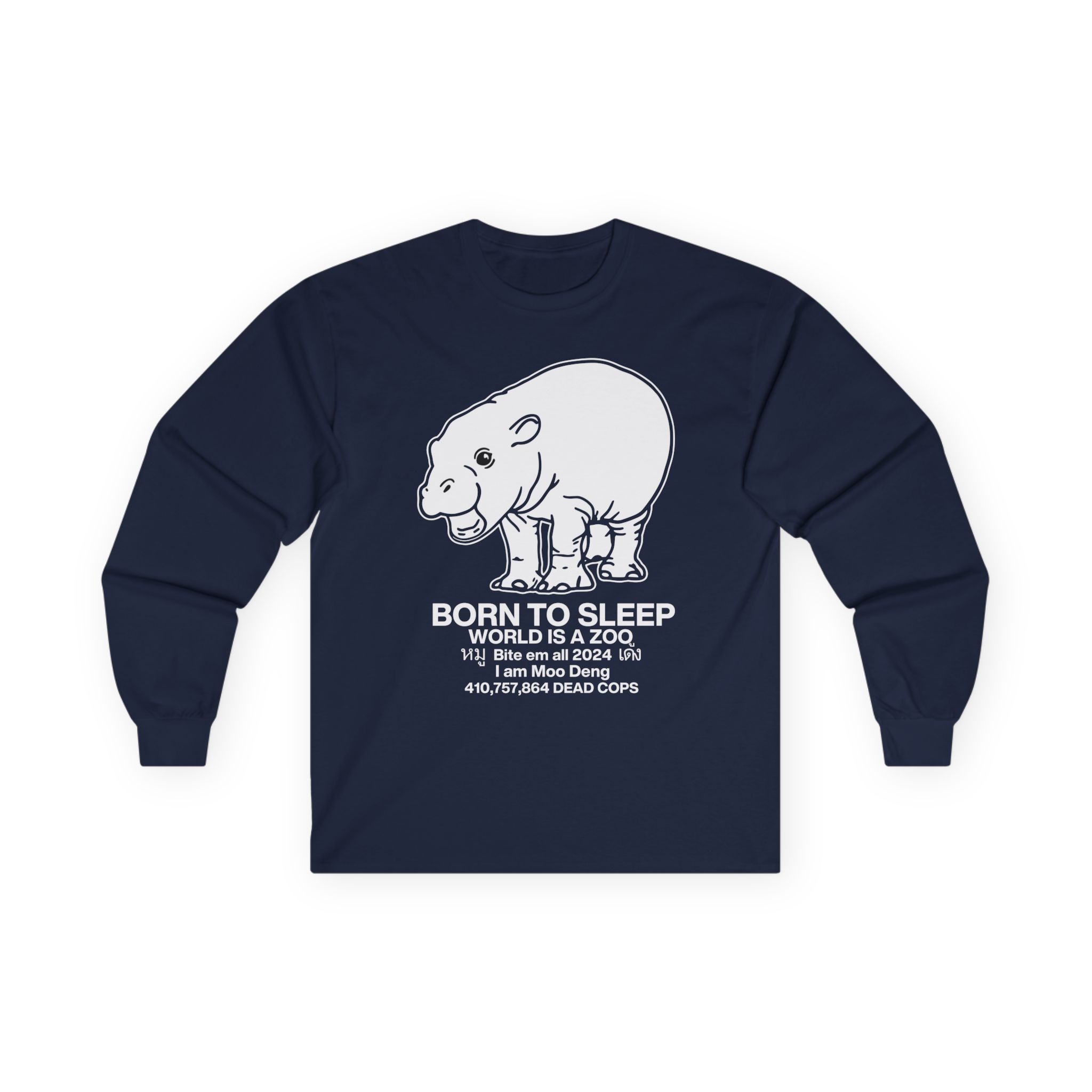 Moo Deng Born to Sleep Unisex Ultra Cotton Long Sleeve Tee
