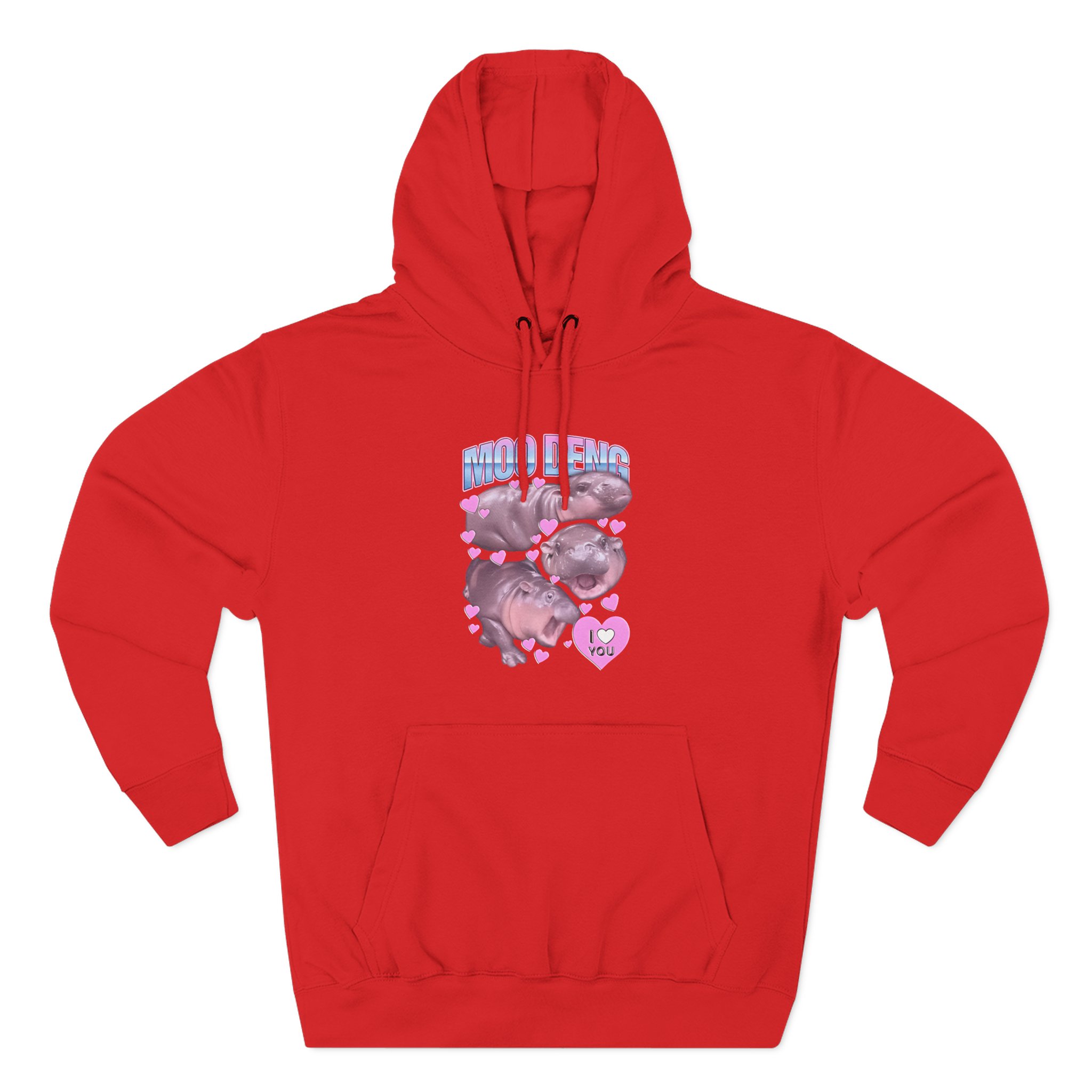 Moo Deng Three-Panel Fleece Hoodie