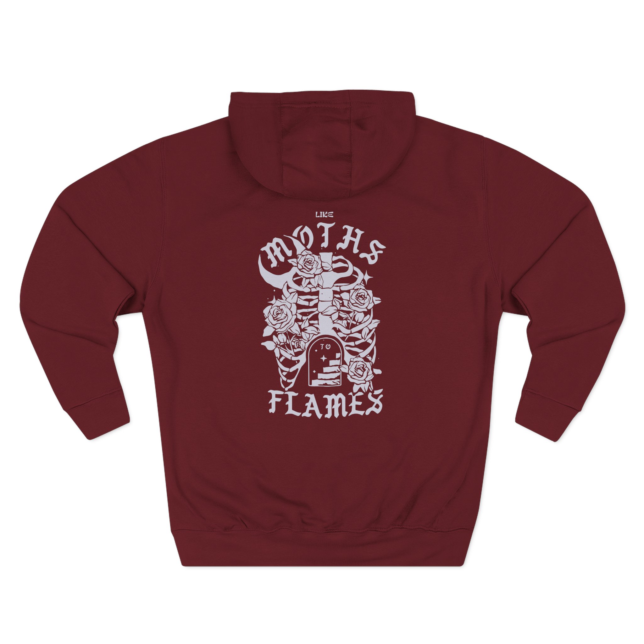 Like Moths to Flames Three-Panel Fleece Hoodie