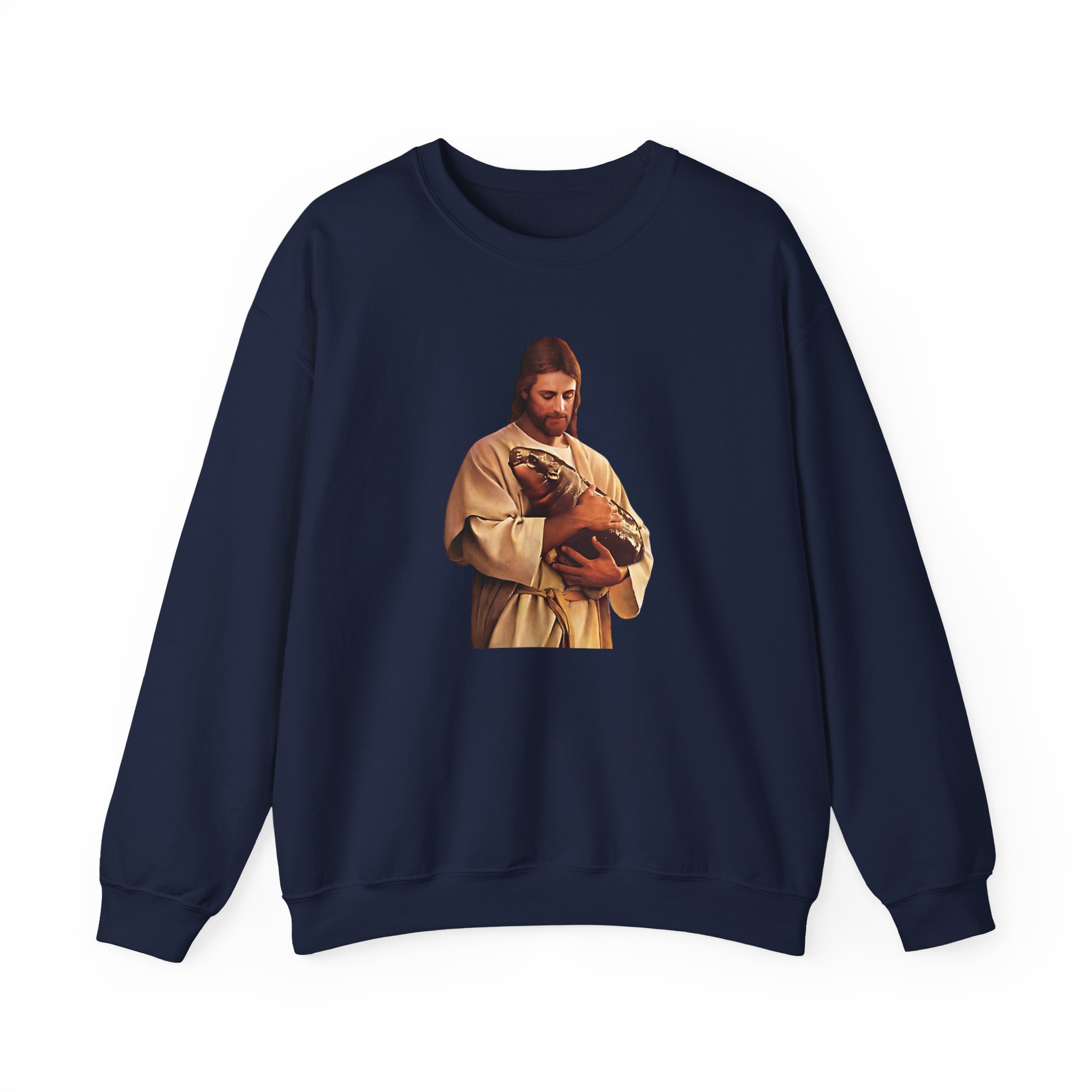 Moo Deng Jesus Unisex Heavy Blendâ„¢ Crewneck Sweatshirt