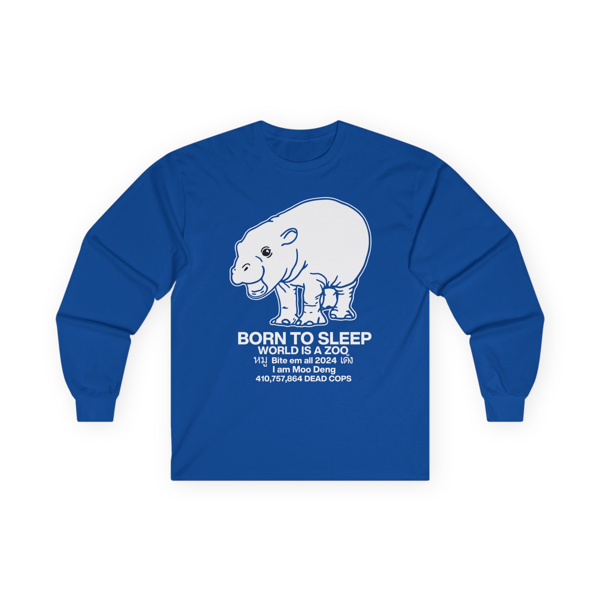 Moo Deng Born to Sleep Unisex Ultra Cotton Long Sleeve Tee