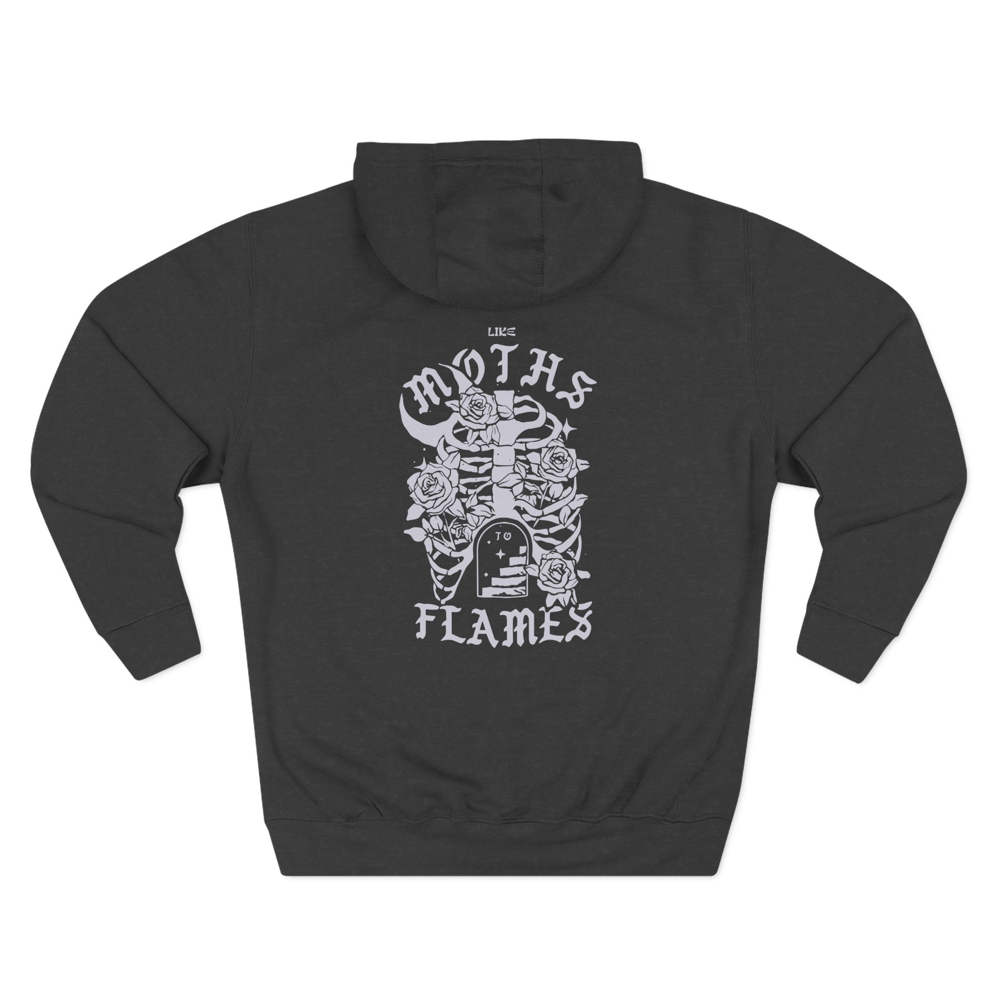 Like Moths to Flames Three-Panel Fleece Hoodie