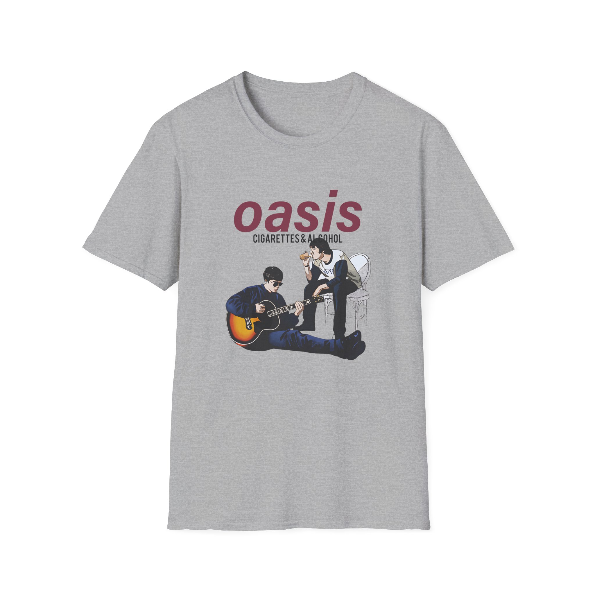 Oasis Cigarettes and Alcohol Illustration Unisex Softstyle T-Shirt