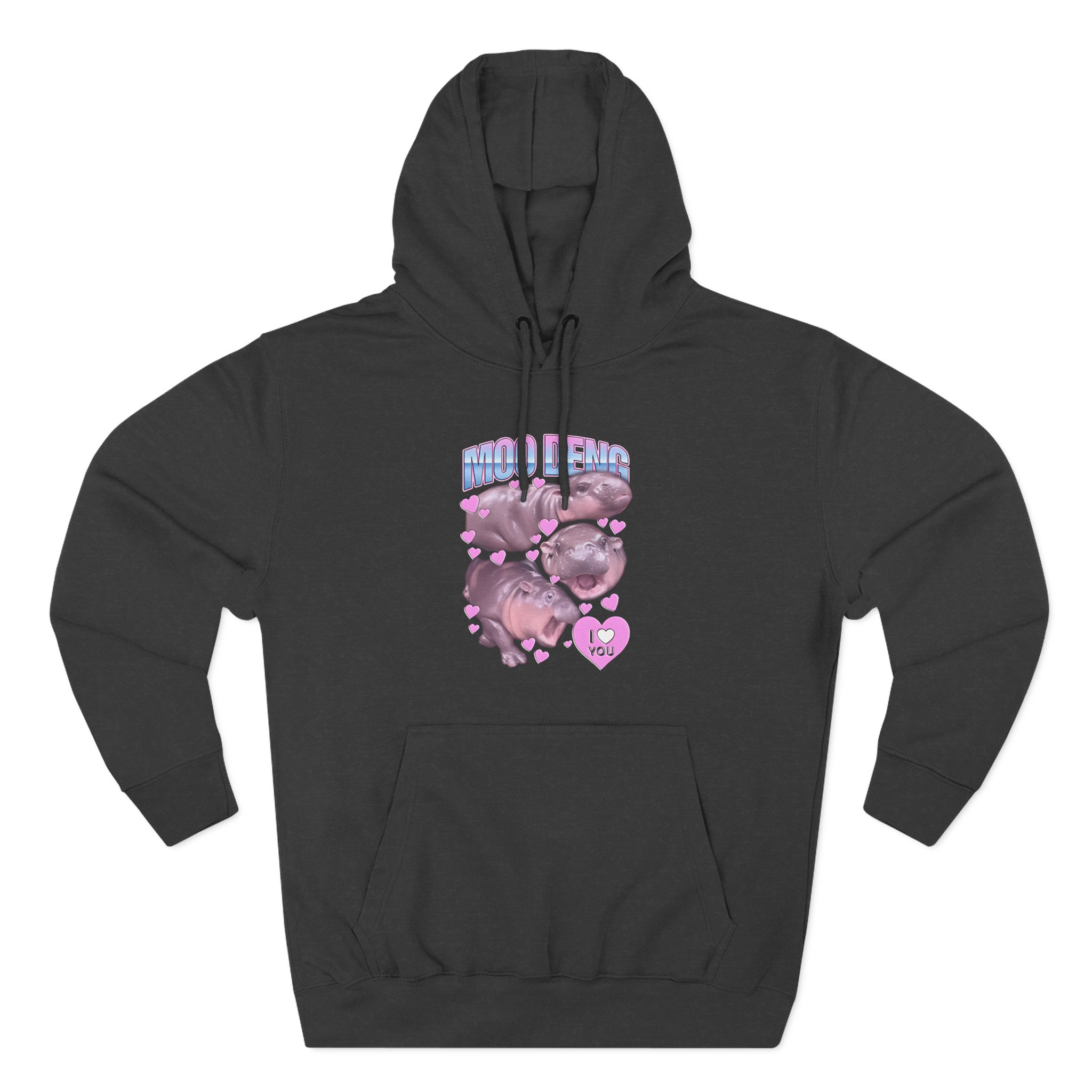 Moo Deng Three-Panel Fleece Hoodie